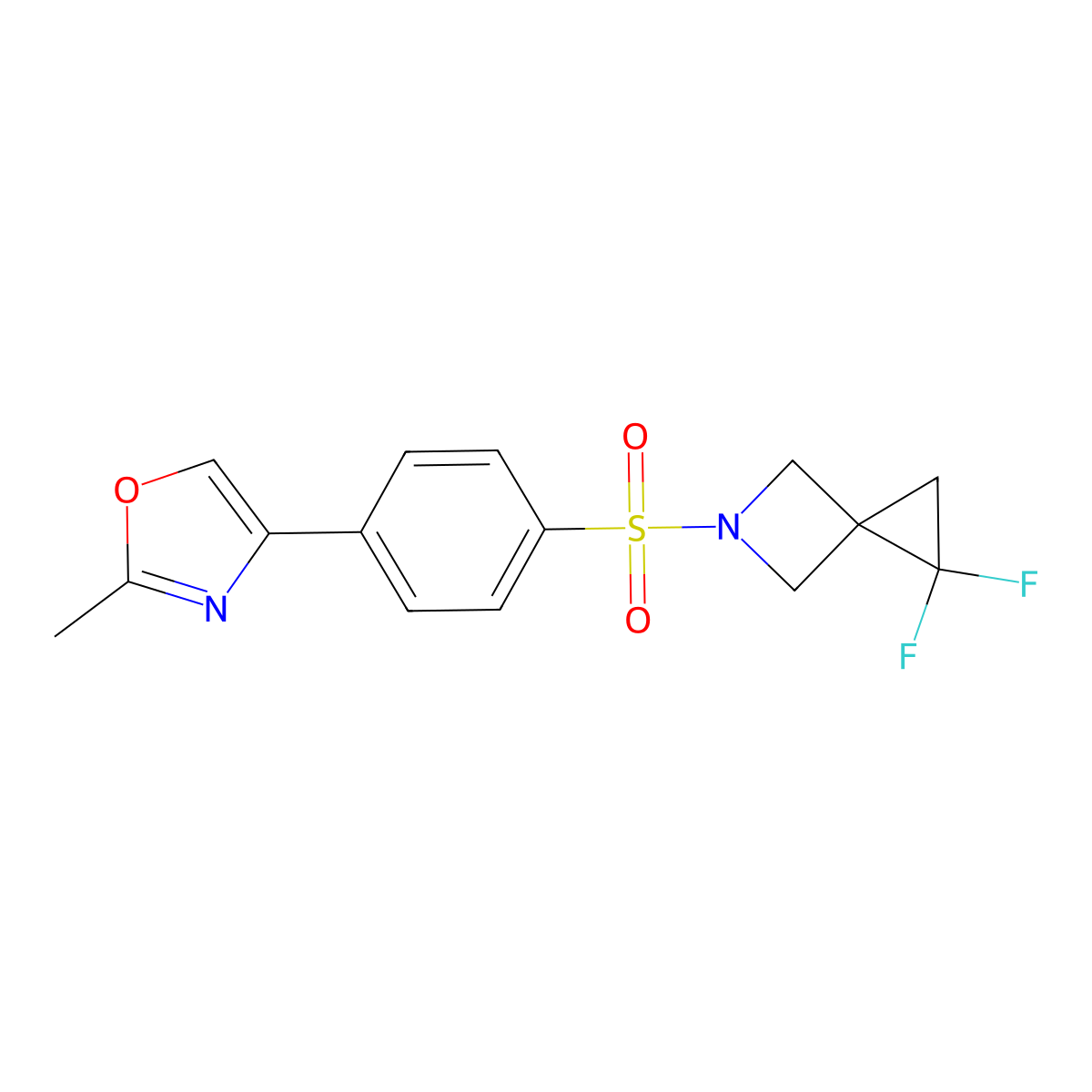 1,1-Difluoro-5-[4-(2-methyl-1,3-oxazol-4-yl)benzenesulfonyl]-5-azaspiro[2.3]hexane molecular structure, CAS 2380088-25-3