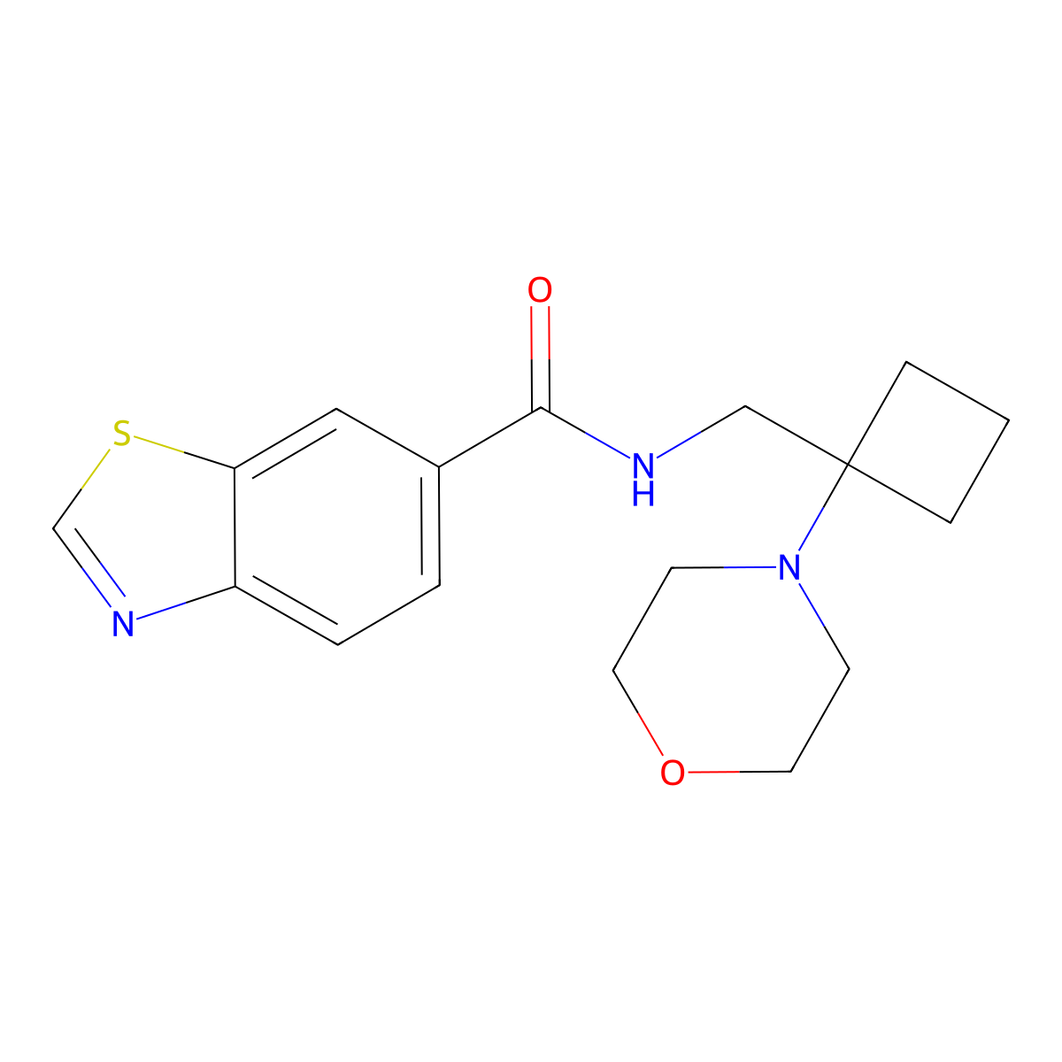 N-{[1-(morpholin-4-yl)cyclobutyl]methyl}-1,3-benzothiazole-6-carboxamide molecular structure, CAS 2380088-29-7