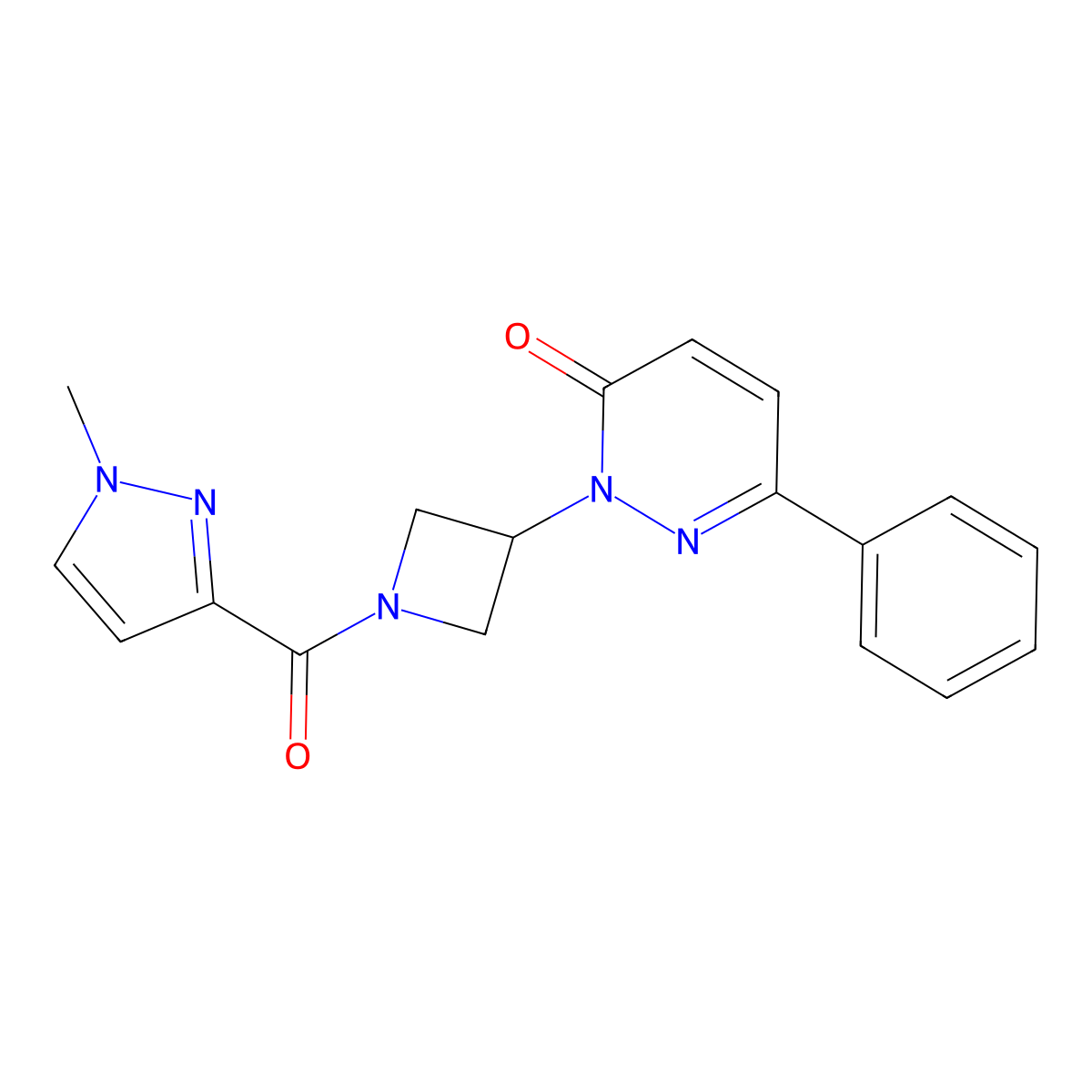 2-[1-(1-methyl-1H-pyrazole-3-carbonyl)azetidin-3-yl]-6-phenyl-2,3-dihydropyridazin-3-one molecular structure, CAS 2380088-31-1