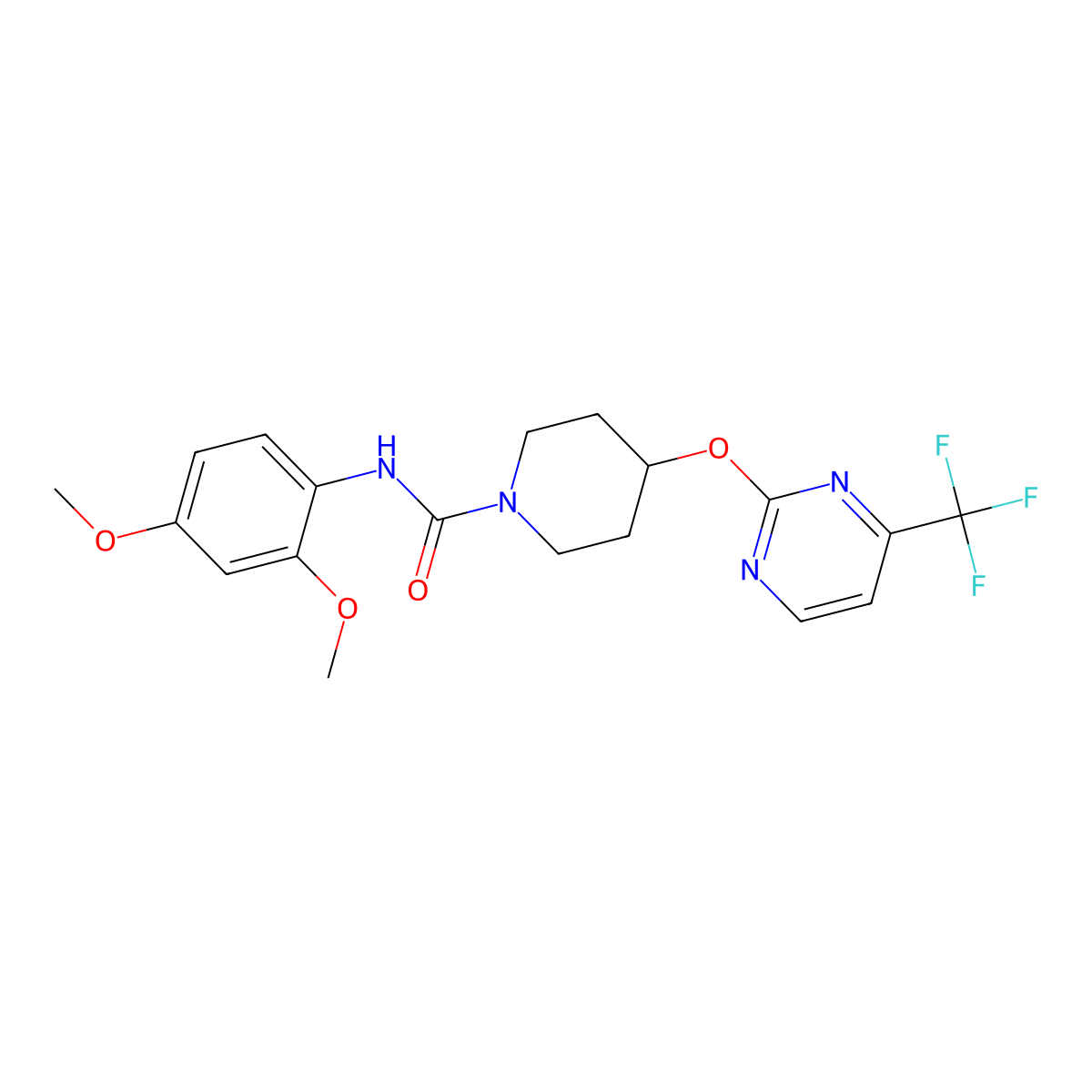 N-(2,4-dimethoxyphenyl)-4-{[4-(trifluoromethyl)pyrimidin-2-yl]oxy}piperidine-1-carboxamide molecular structure, CAS 2380088-35-5