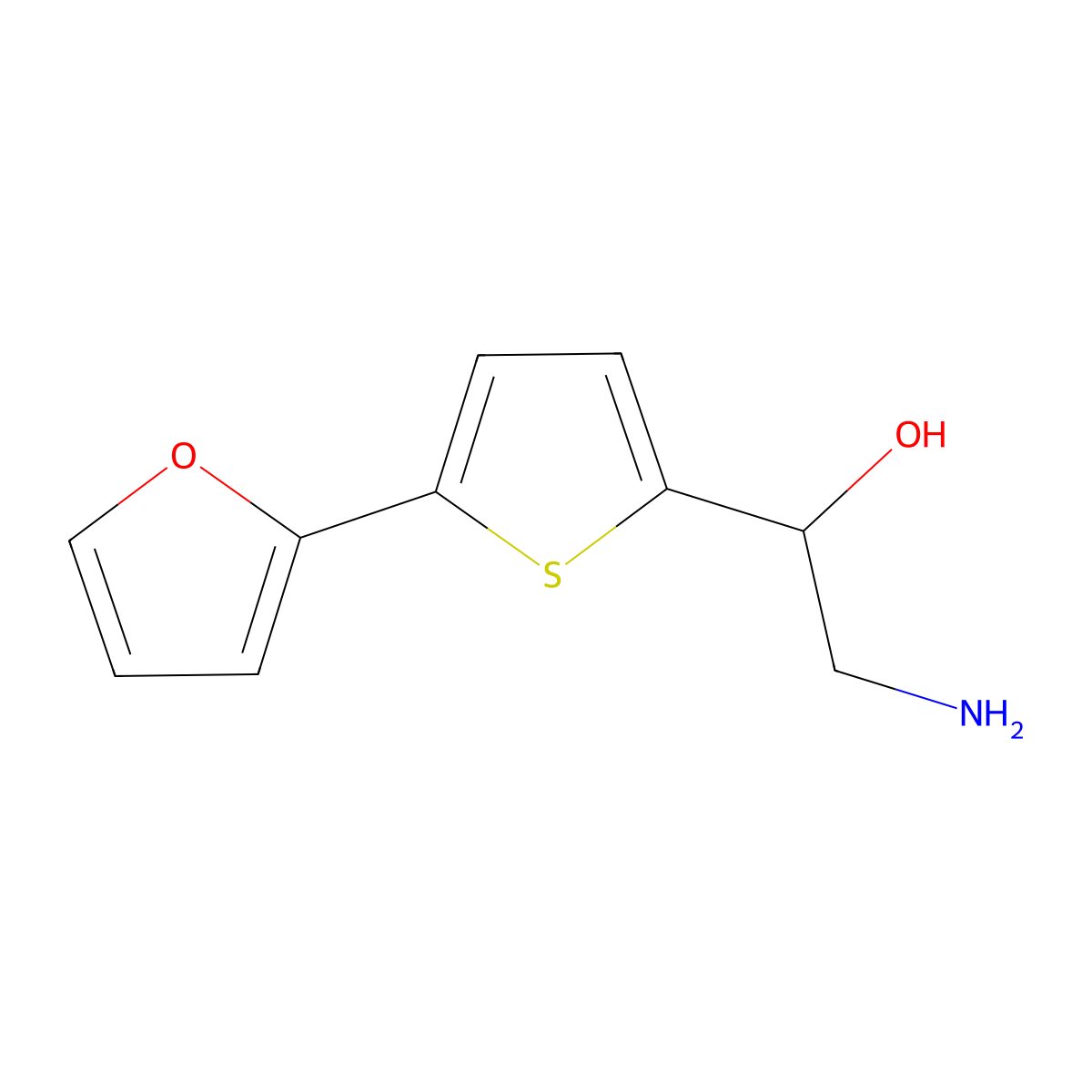 2-Amino-1-[5-(furan-2-yl)thiophen-2-yl]ethan-1-ol molecular structure, CAS 2380088-37-7