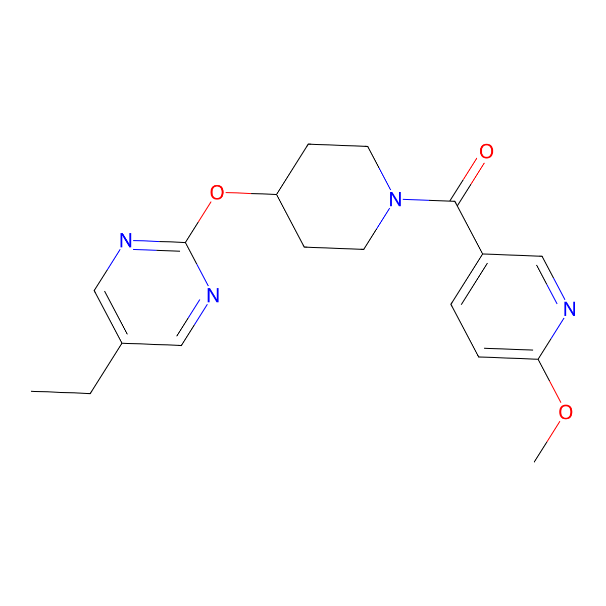 5-Ethyl-2-{[1-(6-methoxypyridine-3-carbonyl)piperidin-4-yl]oxy}pyrimidine molecular structure, CAS 2380088-38-8