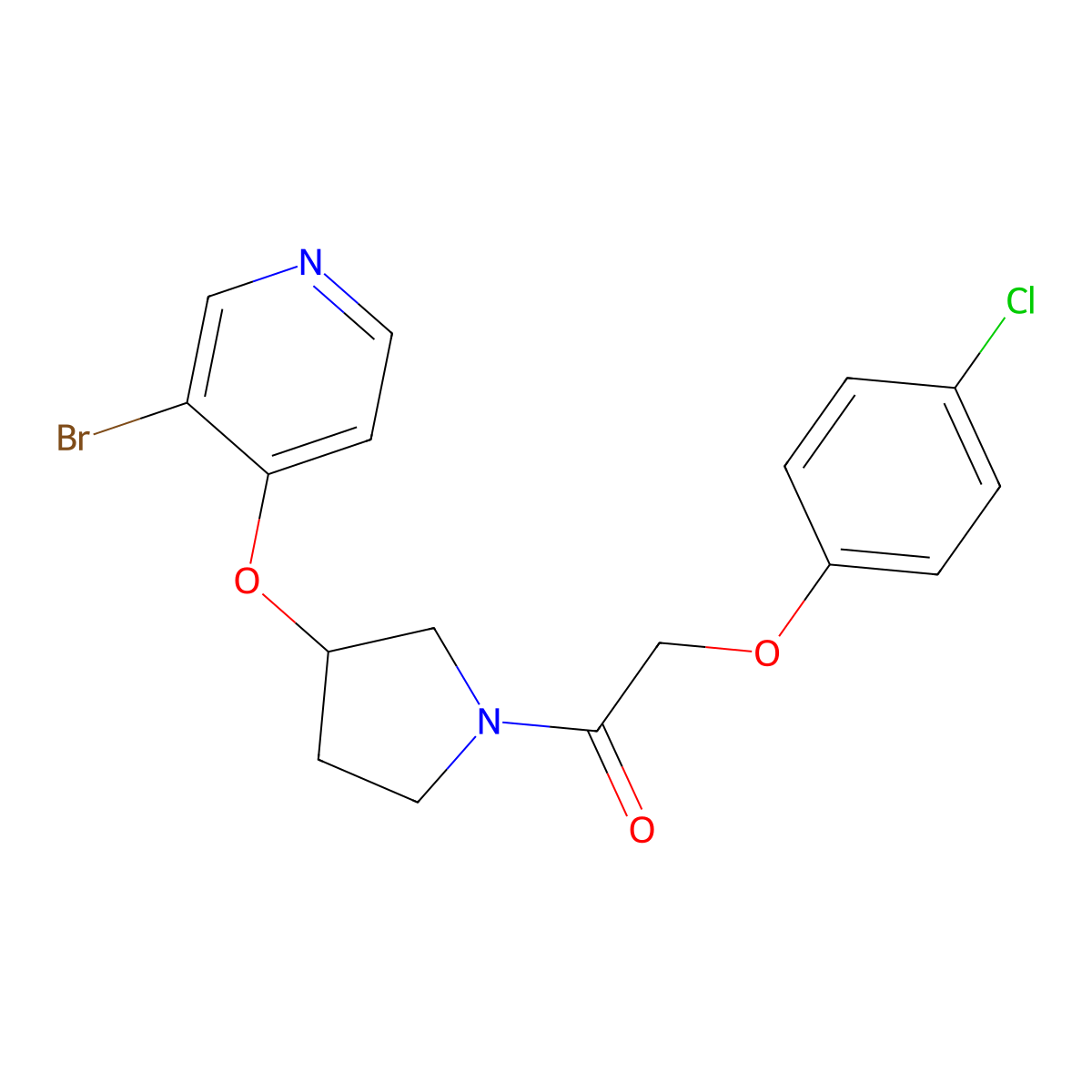 1-{3-[(3-Bromopyridin-4-yl)oxy]pyrrolidin-1-yl}-2-(4-chlorophenoxy)ethan-1-one molecular structure, CAS 2380088-40-2