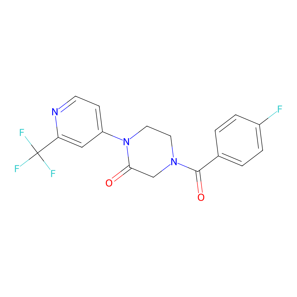 4-(4-Fluorobenzoyl)-1-[2-(trifluoromethyl)pyridin-4-yl]piperazin-2-one molecular structure, CAS 2380088-46-8
