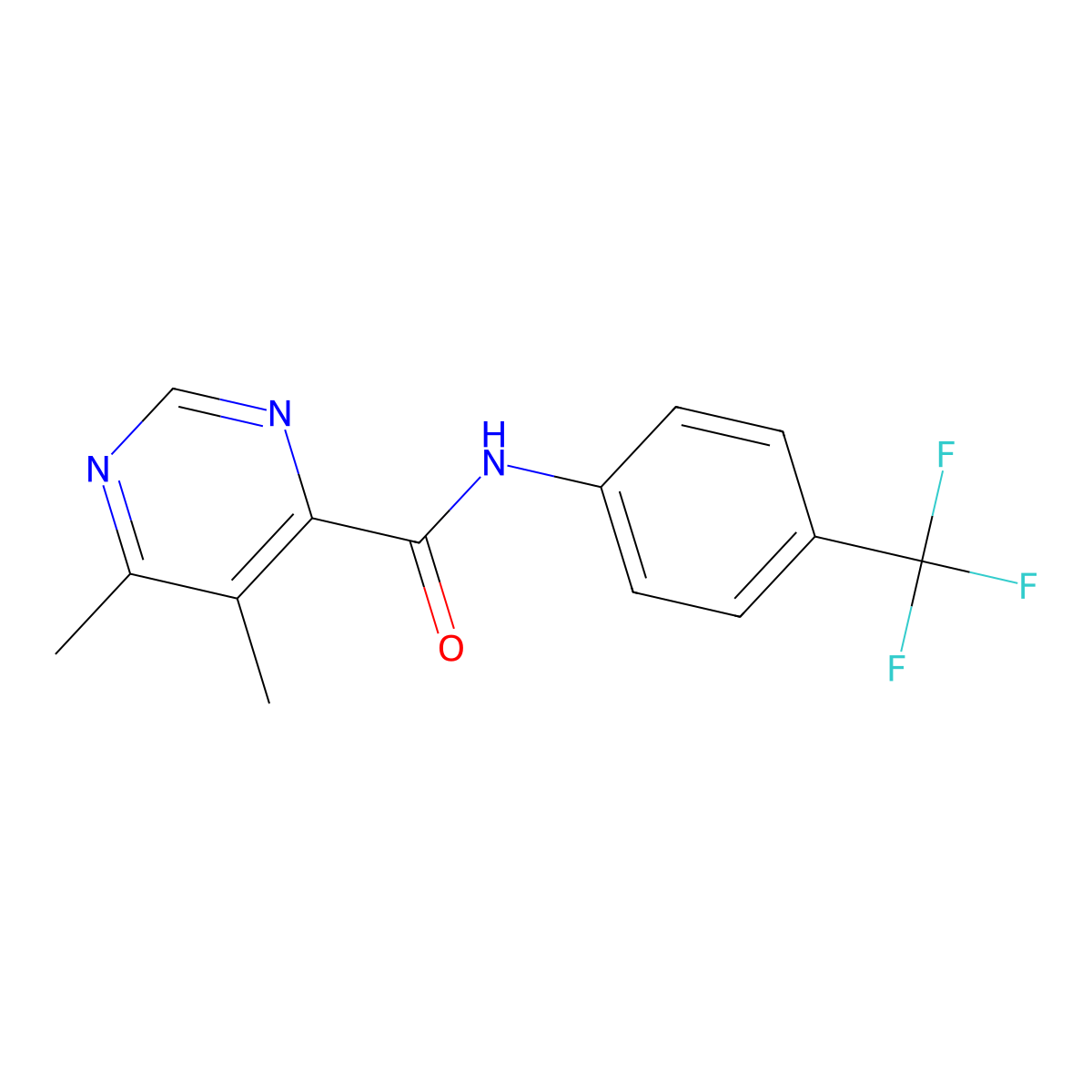 5,6-Dimethyl-N-[4-(trifluoromethyl)phenyl]pyrimidine-4-carboxamide molecular structure, CAS 2380088-48-0