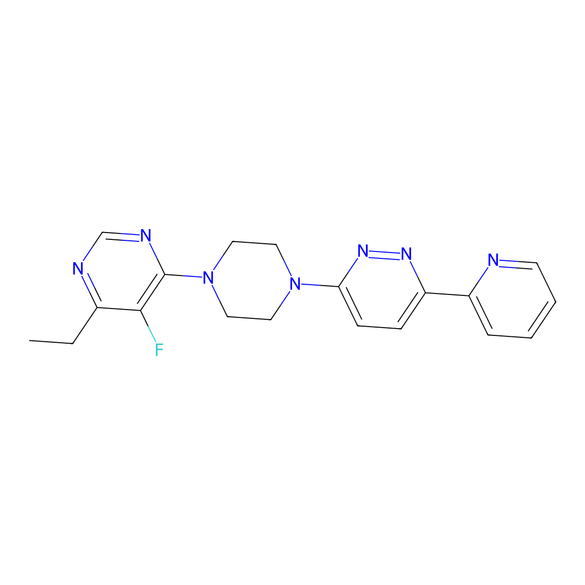 4-Ethyl-5-fluoro-6-{4-[6-(pyridin-2-yl)pyridazin-3-yl]piperazin-1-yl}pyrimidine molecular structure, CAS 2380088-49-1