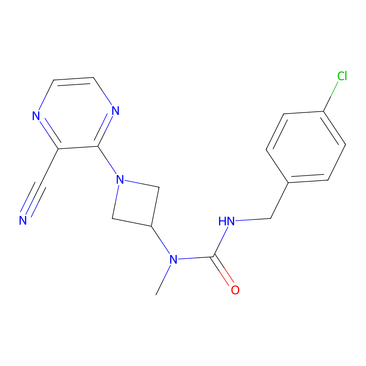 1-[(4-Chlorophenyl)methyl]-3-[1-(3-cyanopyrazin-2-yl)azetidin-3-yl]-3-methylurea molecular structure, CAS 2380088-50-4
