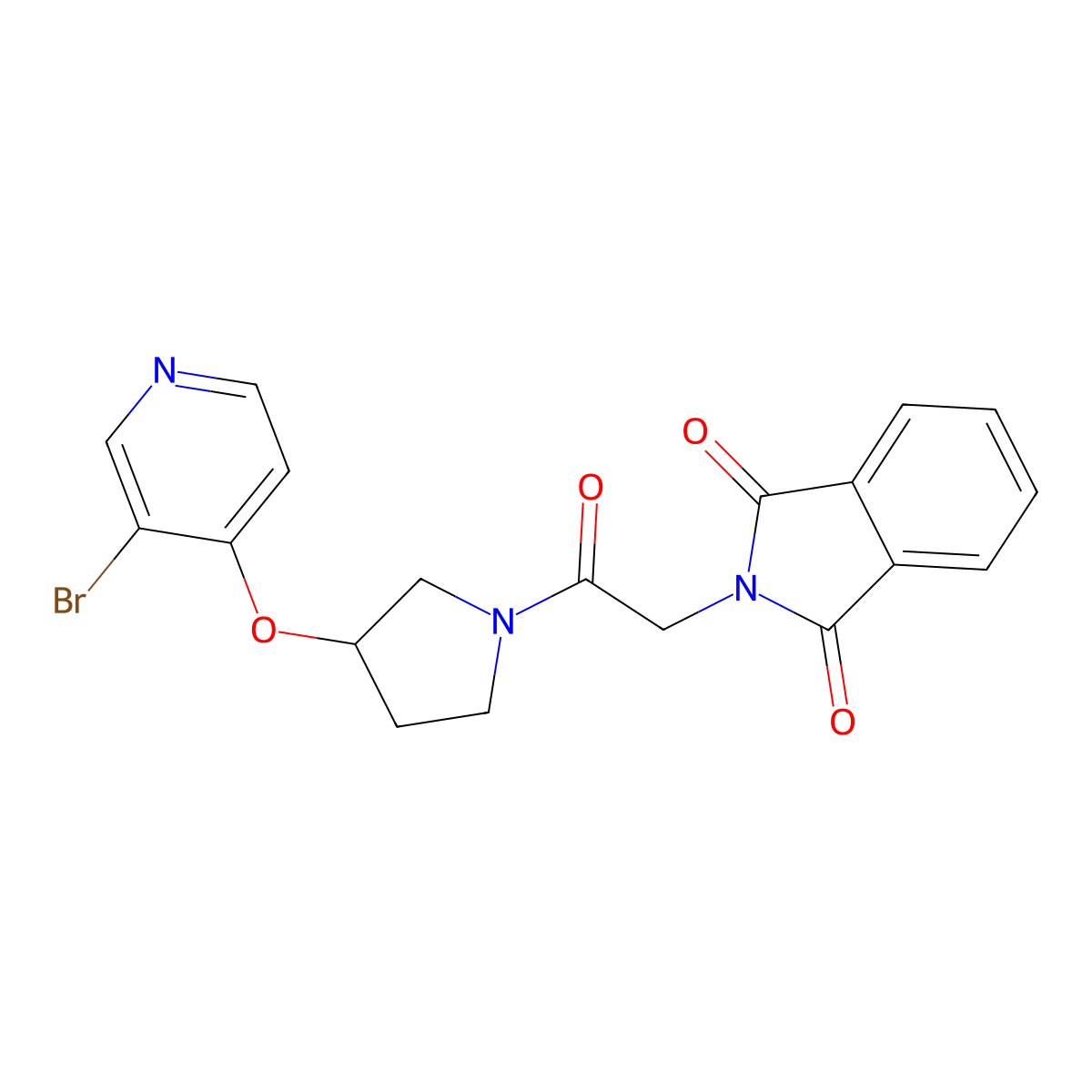 2-(2-{3-[(3-bromopyridin-4-yl)oxy]pyrrolidin-1-yl}-2-oxoethyl)-2,3-dihydro-1H-isoindole-1,3-dione molecular structure, CAS 2380088-51-5