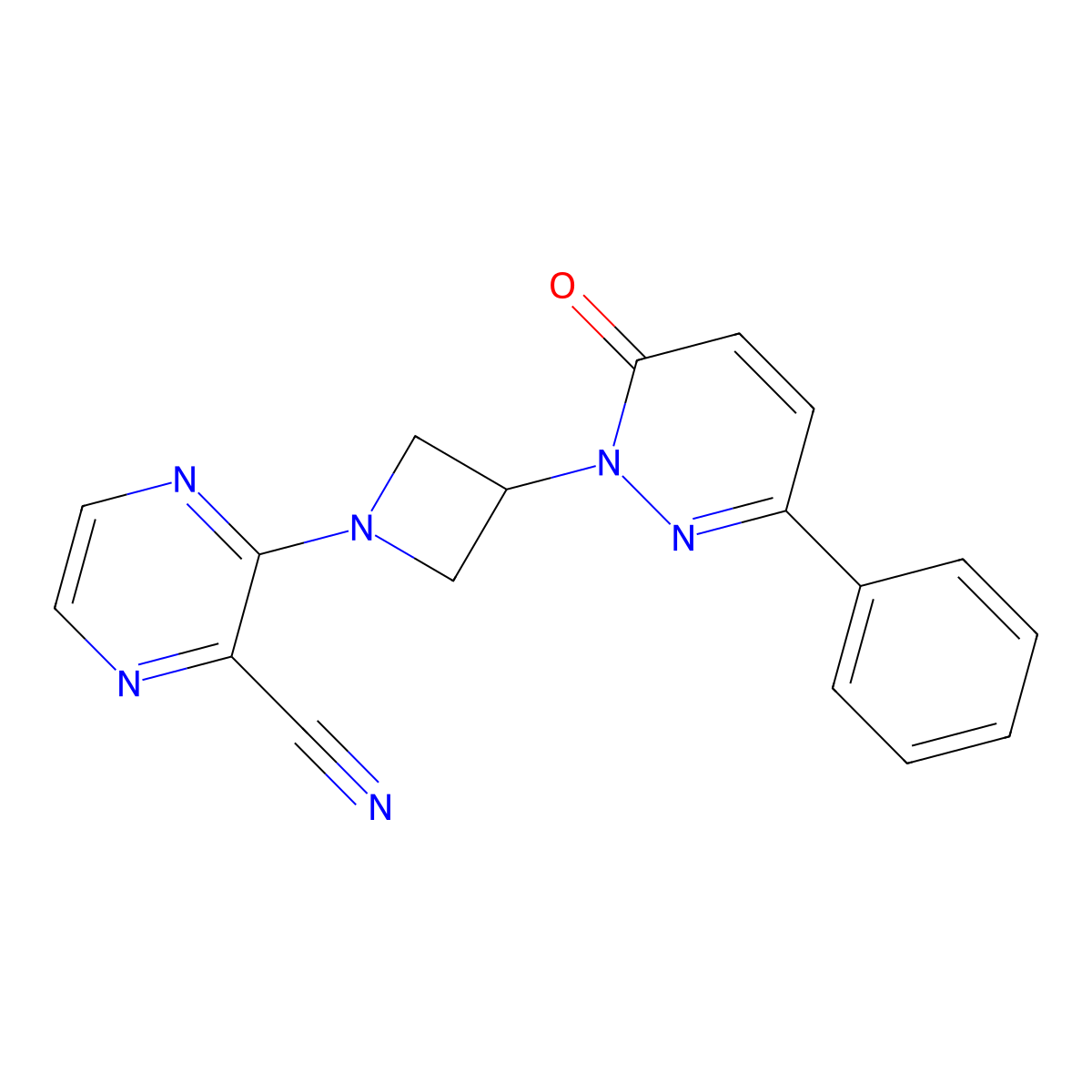 3-[3-(6-Oxo-3-phenyl-1,6-dihydropyridazin-1-yl)azetidin-1-yl]pyrazine-2-carbonitrile molecular structure, CAS 2380088-53-7