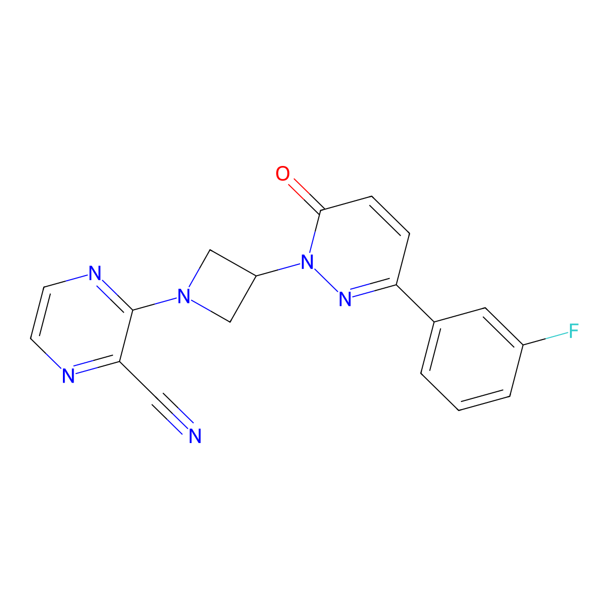 3-{3-[3-(3-Fluorophenyl)-6-oxo-1,6-dihydropyridazin-1-yl]azetidin-1-yl}pyrazine-2-carbonitrile molecular structure, CAS 2380088-54-8
