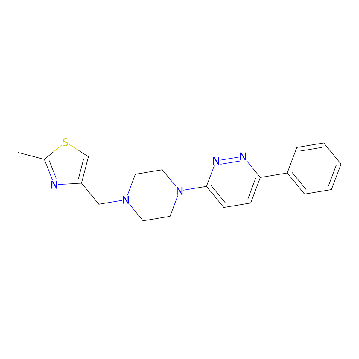 3-{4-[(2-Methyl-1,3-thiazol-4-yl)methyl]piperazin-1-yl}-6-phenylpyridazine molecular structure, CAS 2380088-58-2