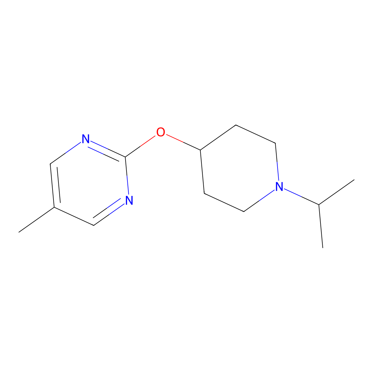 5-Methyl-2-{[1-(propan-2-yl)piperidin-4-yl]oxy}pyrimidine molecular structure, CAS 2380088-61-7