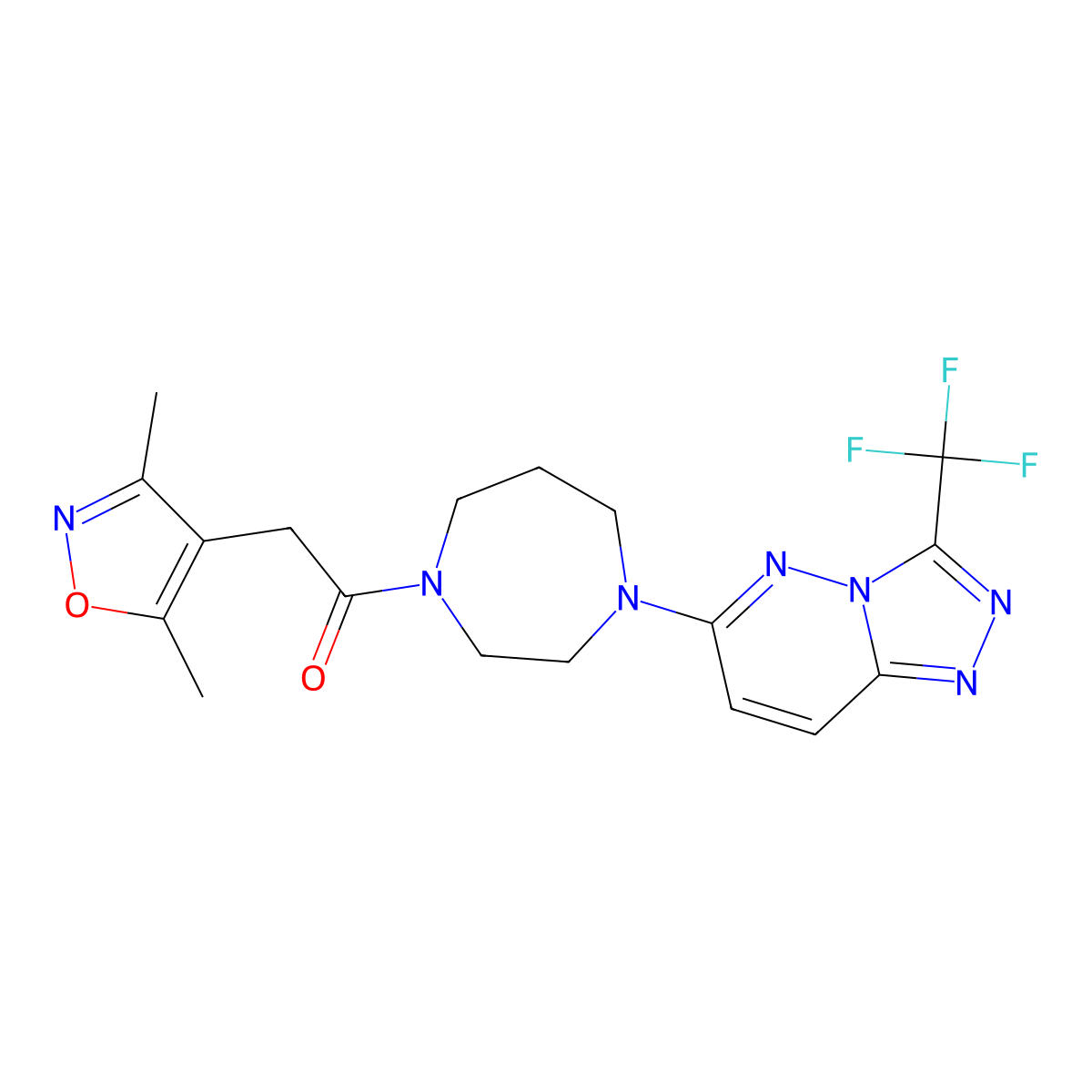 2-(3,5-Dimethyl-1,2-oxazol-4-yl)-1-{4-[3-(trifluoromethyl)-[1,2,4]triazolo[4,3-b]pyridazin-6-yl]-1,4-diazepan-1-yl}ethan-1-one molecular structure, CAS 2380088-62-8