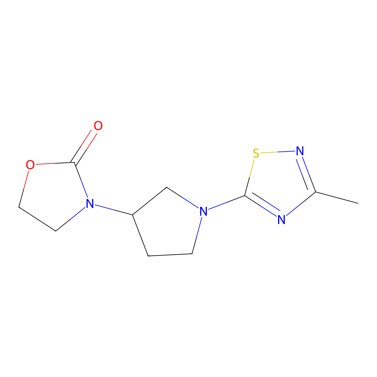 3-[1-(3-Methyl-1,2,4-thiadiazol-5-yl)pyrrolidin-3-yl]-1,3-oxazolidin-2-one molecular structure, CAS 2380088-63-9