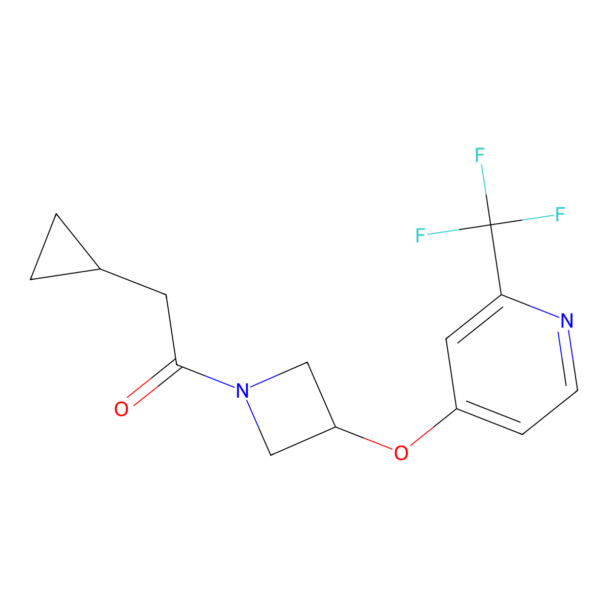 2-Cyclopropyl-1-(3-{[2-(trifluoromethyl)pyridin-4-yl]oxy}azetidin-1-yl)ethan-1-one molecular structure, CAS 2380088-68-4