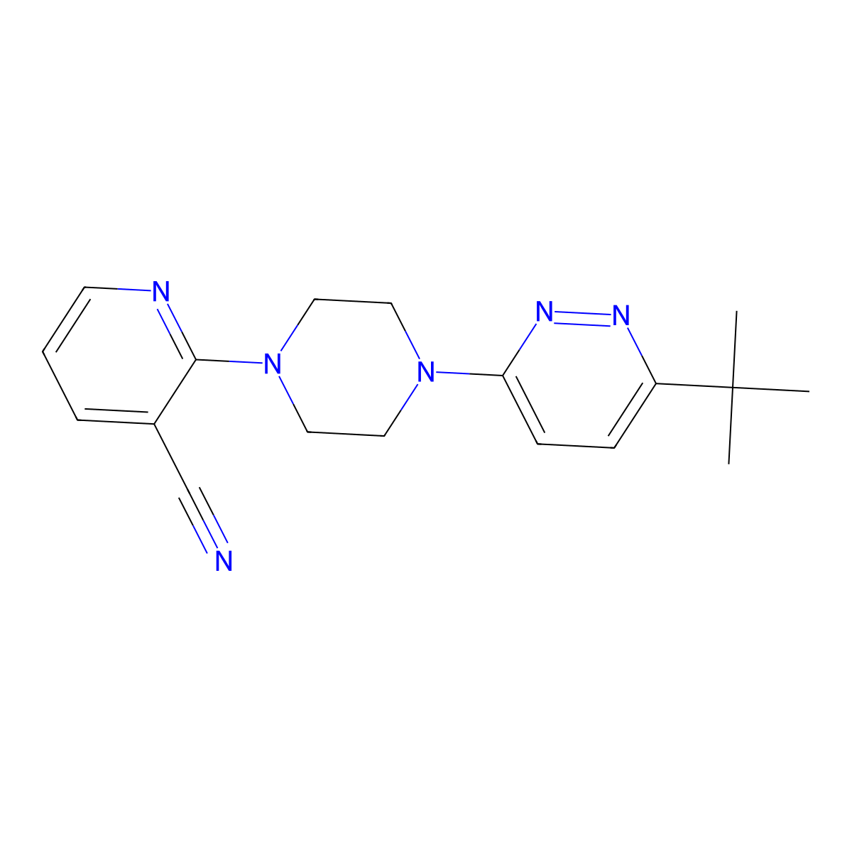 2-[4-(6-Tert-butylpyridazin-3-yl)piperazin-1-yl]pyridine-3-carbonitrile molecular structure, CAS 2380088-69-5