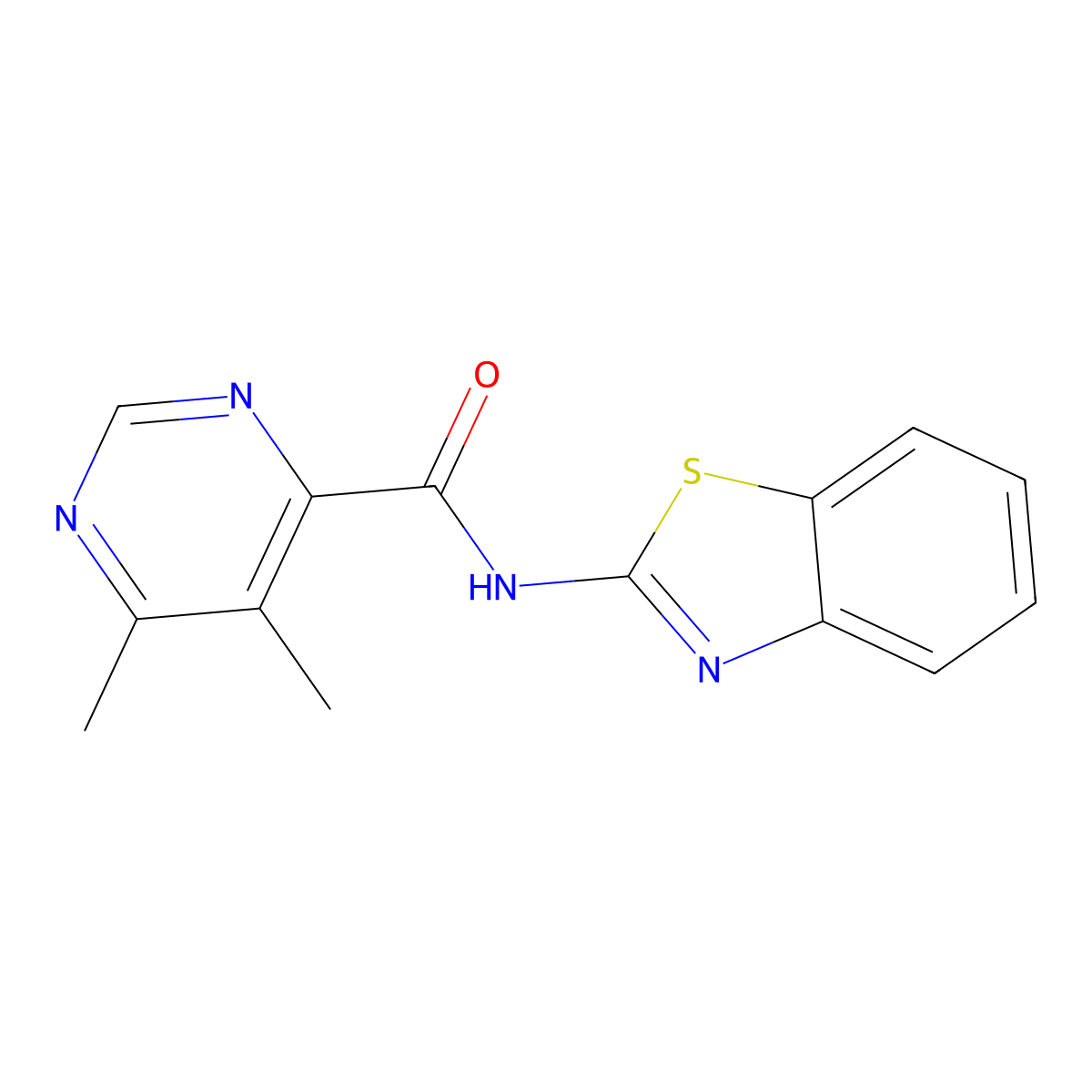 N-(1,3-Benzothiazol-2-yl)-5,6-dimethylpyrimidine-4-carboxamide molecular structure, CAS 2380088-70-8