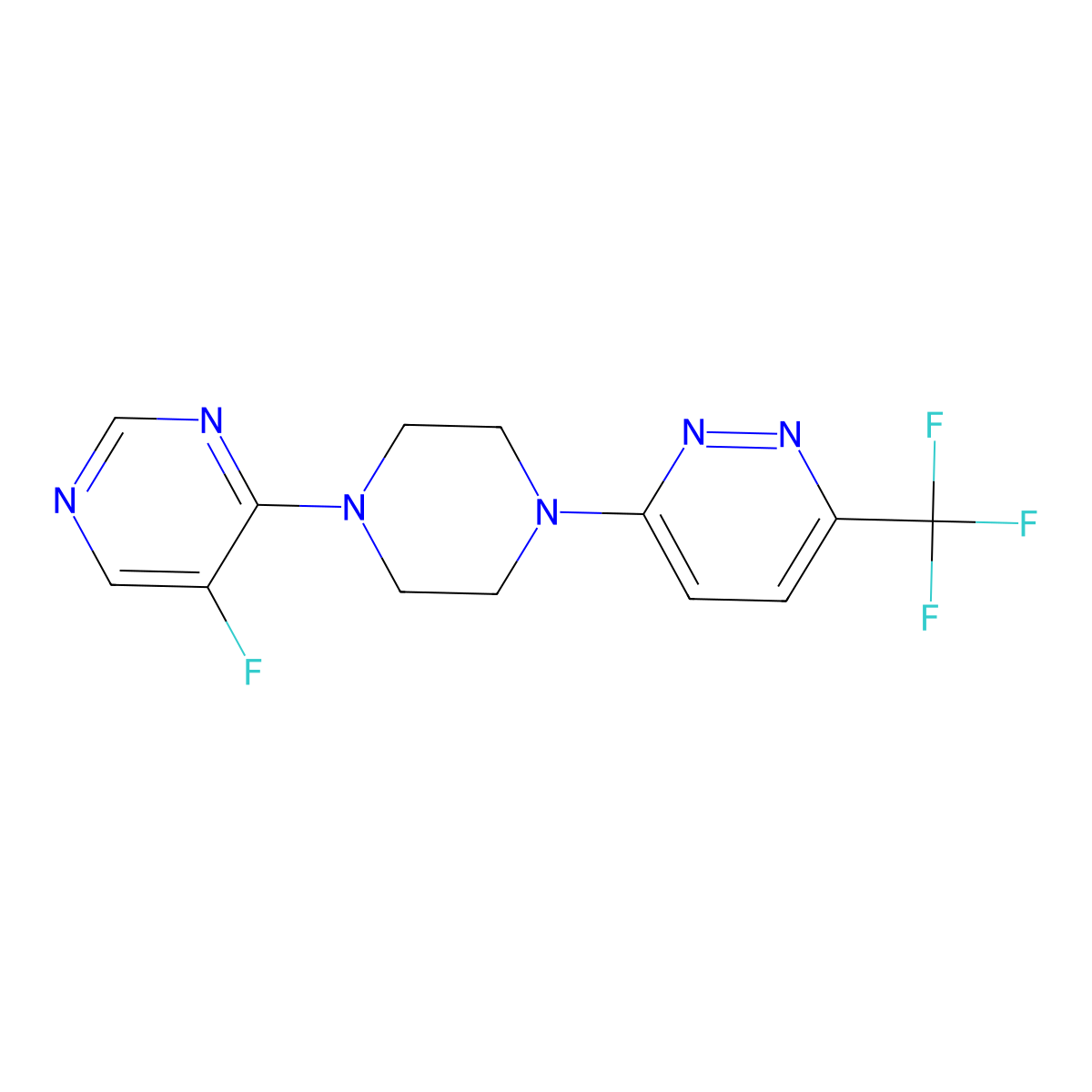 3-[4-(5-Fluoropyrimidin-4-yl)piperazin-1-yl]-6-(trifluoromethyl)pyridazine molecular structure, CAS 2380088-72-0