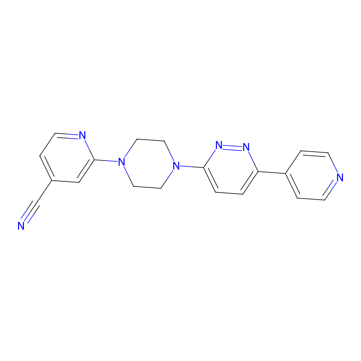 2-{4-[6-(Pyridin-4-yl)pyridazin-3-yl]piperazin-1-yl}pyridine-4-carbonitrile molecular structure, CAS 2380088-73-1