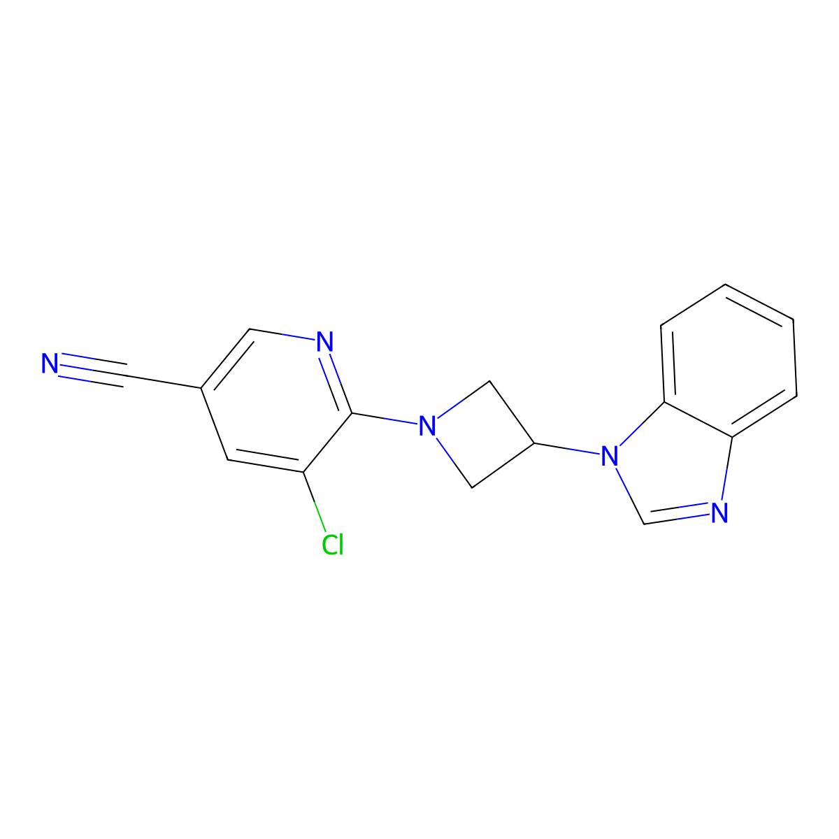 6-[3-(1H-1,3-benzodiazol-1-yl)azetidin-1-yl]-5-chloropyridine-3-carbonitrile molecular structure, CAS 2380088-74-2