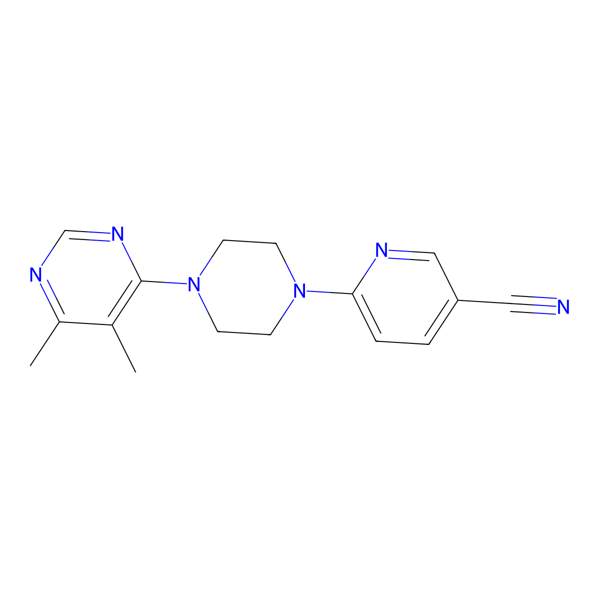 6-[4-(5,6-Dimethylpyrimidin-4-yl)piperazin-1-yl]pyridine-3-carbonitrile molecular structure, CAS 2380088-75-3