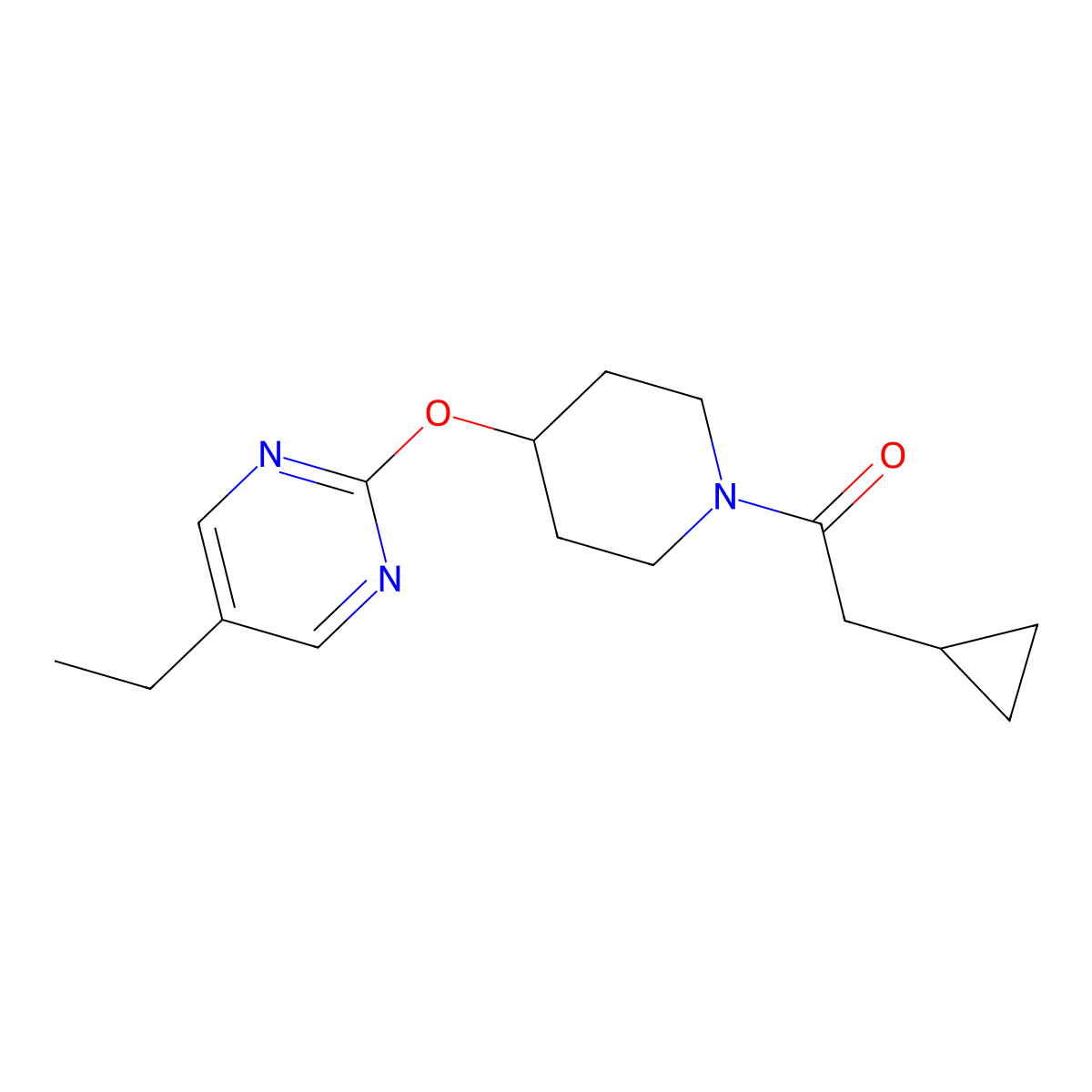 2-Cyclopropyl-1-{4-[(5-ethylpyrimidin-2-yl)oxy]piperidin-1-yl}ethan-1-one molecular structure, CAS 2380088-80-0