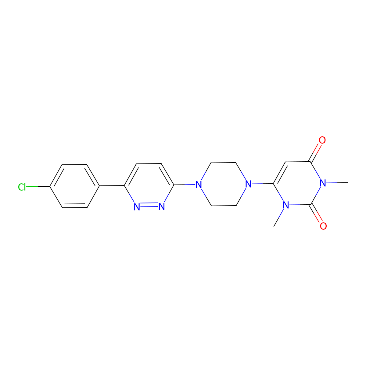 6-{4-[6-(4-Chlorophenyl)pyridazin-3-yl]piperazin-1-yl}-1,3-dimethyl-1,2,3,4-tetrahydropyrimidine-2,4-dione molecular structure, CAS 2380088-81-1