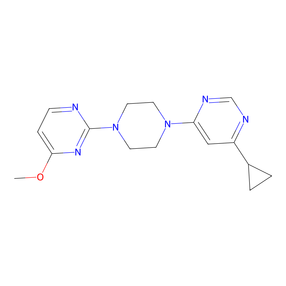 4-Cyclopropyl-6-[4-(4-methoxypyrimidin-2-yl)piperazin-1-yl]pyrimidine molecular structure, CAS 2380088-82-2