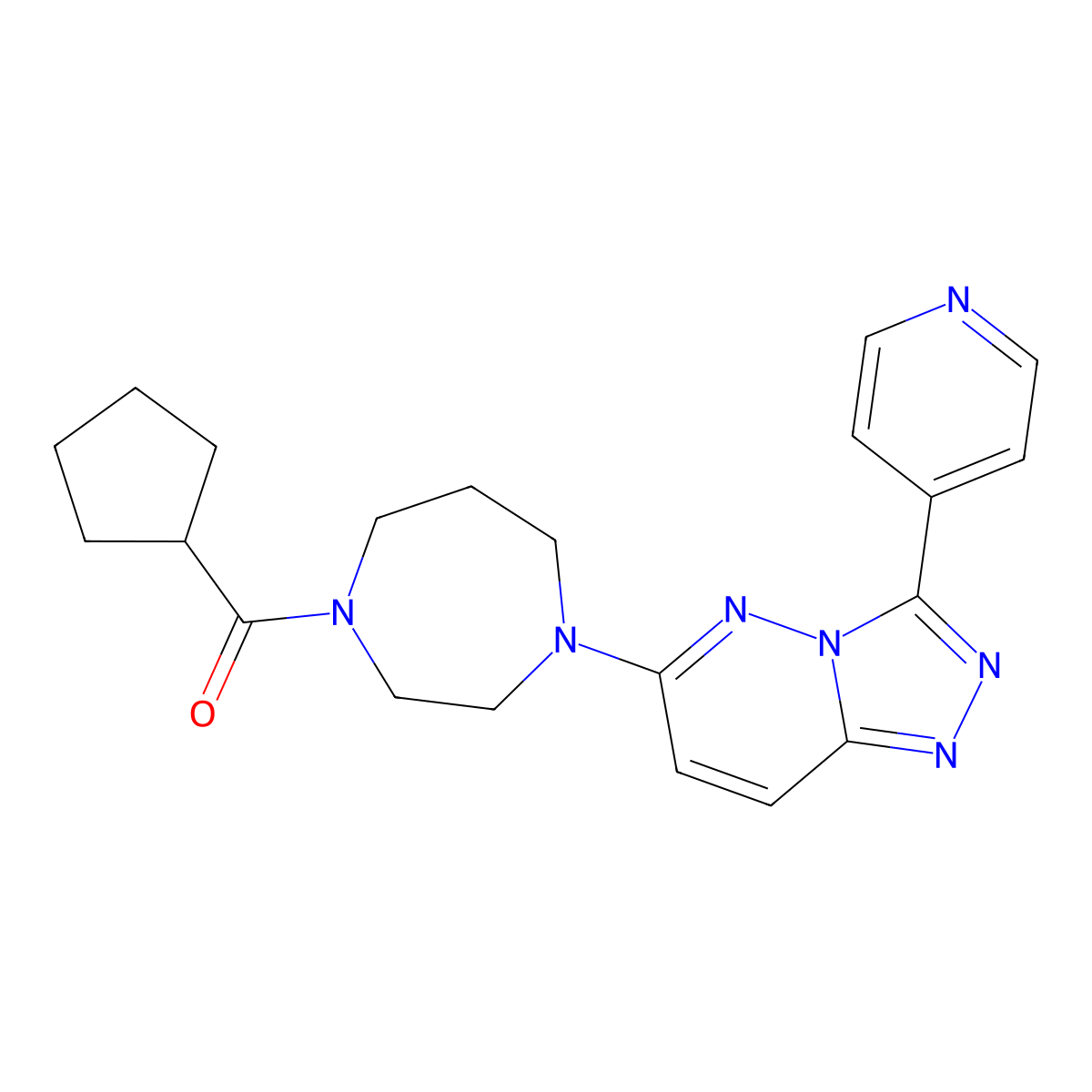 1-Cyclopentanecarbonyl-4-[3-(pyridin-4-yl)-[1,2,4]triazolo[4,3-b]pyridazin-6-yl]-1,4-diazepane molecular structure, CAS 2380088-83-3