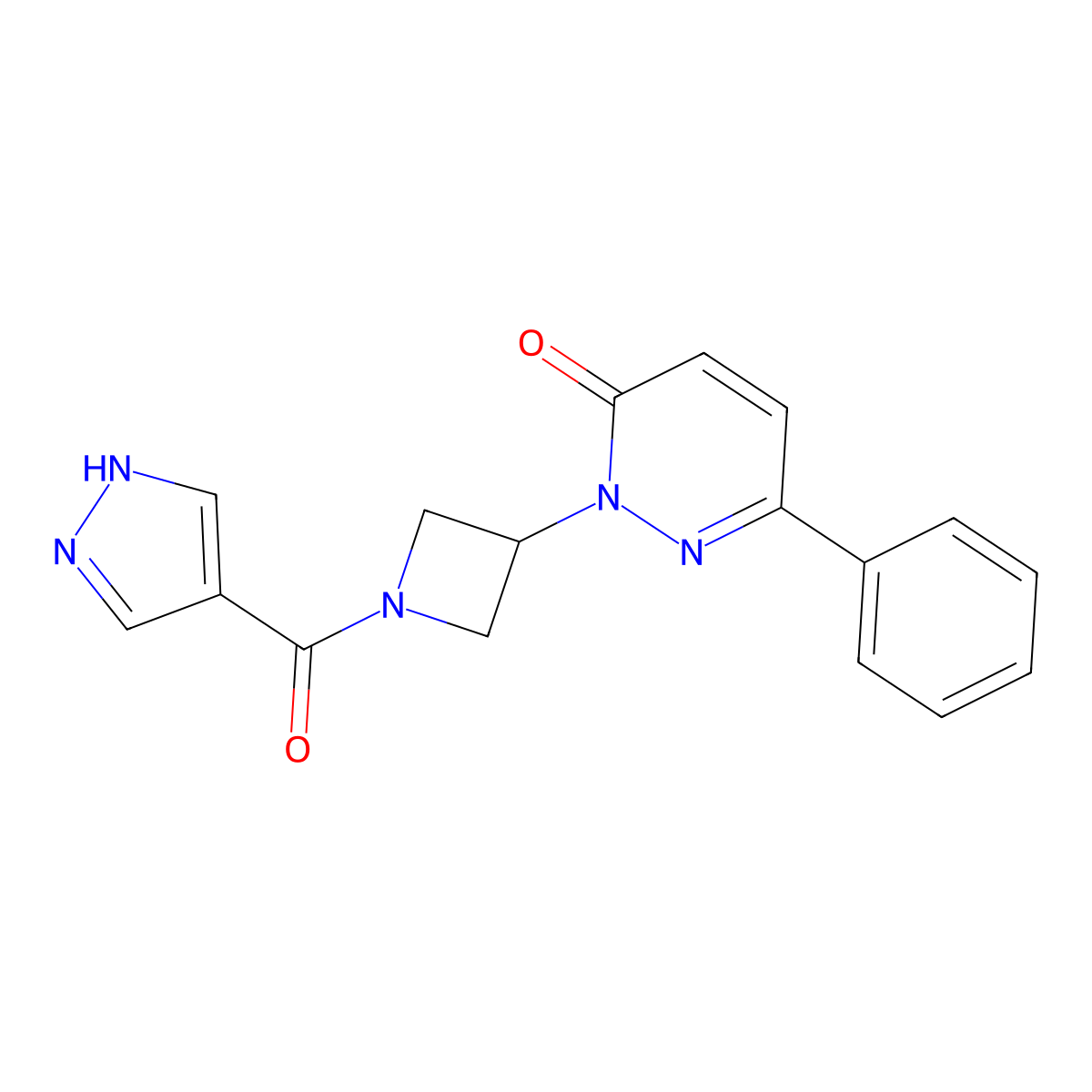 6-phenyl-2-[1-(1H-pyrazole-4-carbonyl)azetidin-3-yl]-2,3-dihydropyridazin-3-one molecular structure, CAS 2380088-87-7