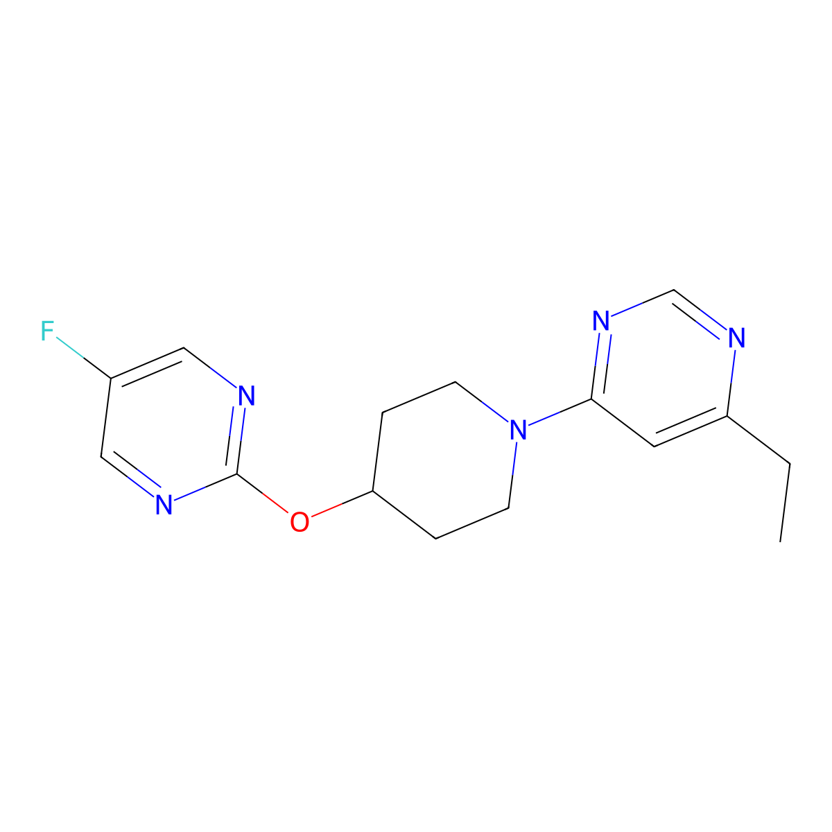 4-Ethyl-6-{4-[(5-fluoropyrimidin-2-yl)oxy]piperidin-1-yl}pyrimidine molecular structure, CAS 2380088-89-9