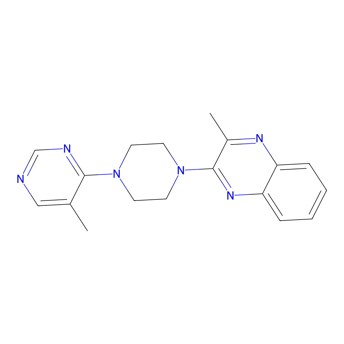 2-Methyl-3-[4-(5-methylpyrimidin-4-yl)piperazin-1-yl]quinoxaline molecular structure, CAS 2380088-90-2
