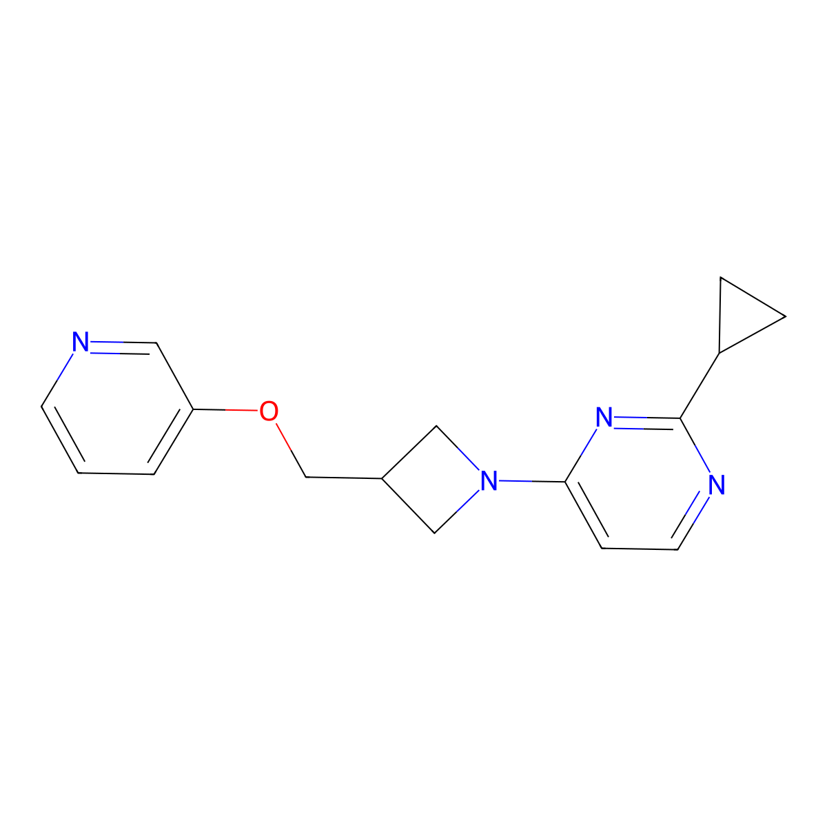 2-Cyclopropyl-4-{3-[(pyridin-3-yloxy)methyl]azetidin-1-yl}pyrimidine molecular structure, CAS 2380088-92-4