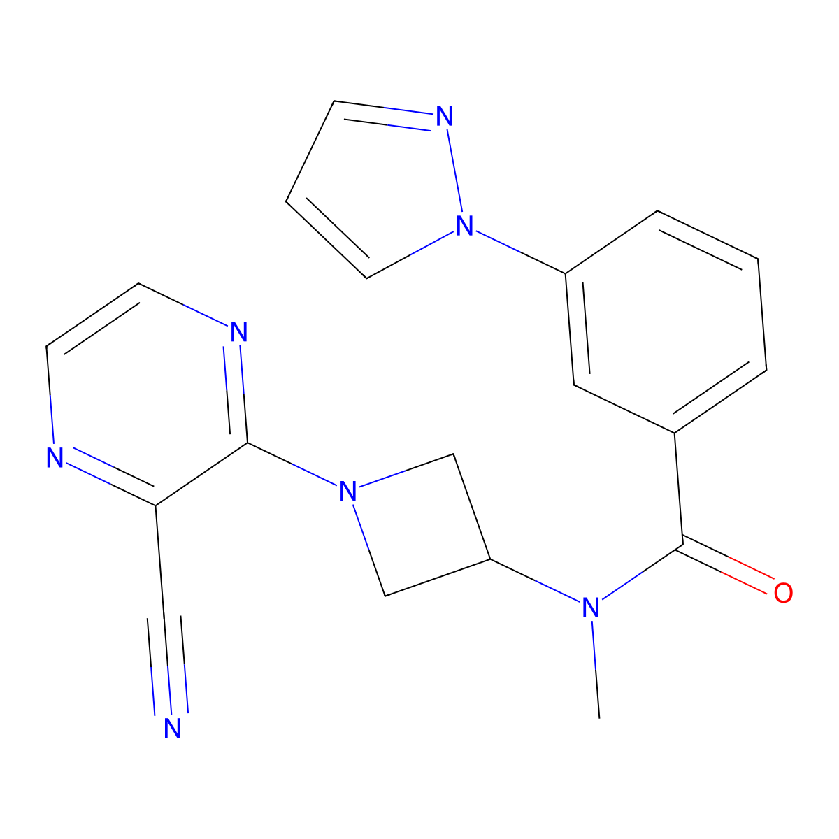 N-[1-(3-cyanopyrazin-2-yl)azetidin-3-yl]-N-methyl-3-(1H-pyrazol-1-yl)benzamide molecular structure, CAS 2380088-96-8