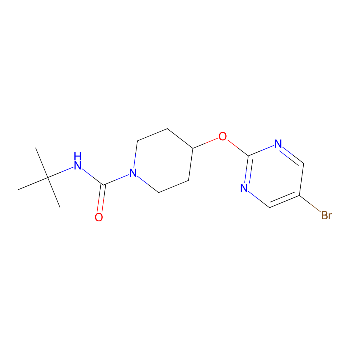 4-[(5-bromopyrimidin-2-yl)oxy]-N-tert-butylpiperidine-1-carboxamide molecular structure, CAS 2380088-97-9