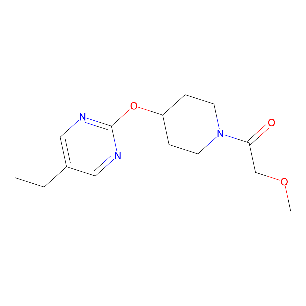 1-{4-[(5-Ethylpyrimidin-2-yl)oxy]piperidin-1-yl}-2-methoxyethan-1-one molecular structure, CAS 2380094-50-6