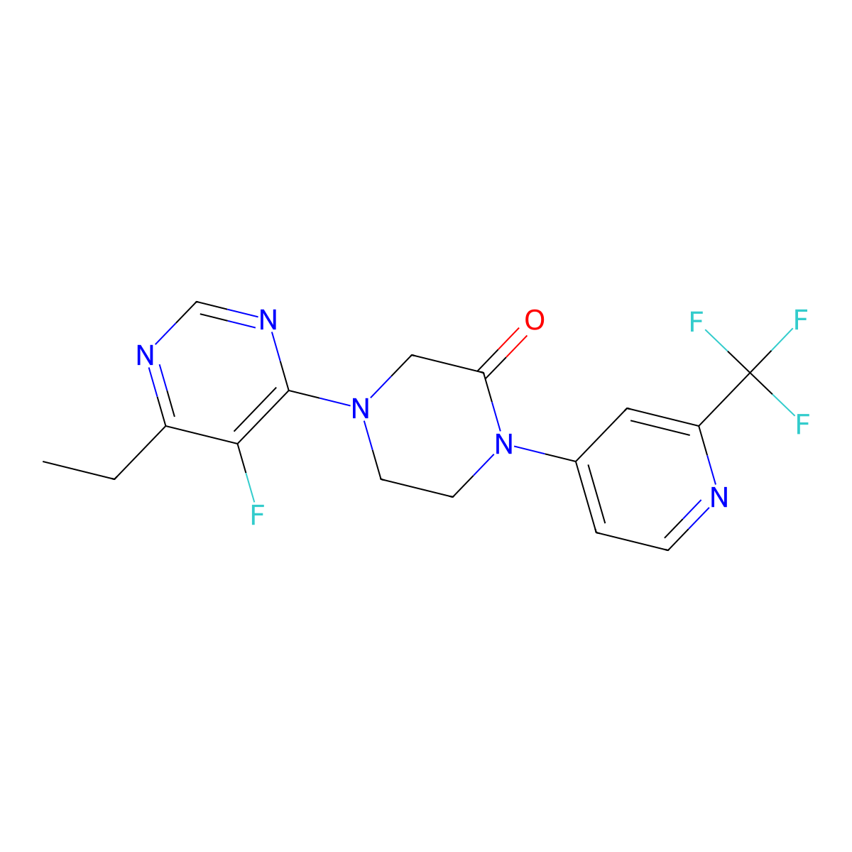 4-(6-Ethyl-5-fluoropyrimidin-4-yl)-1-[2-(trifluoromethyl)pyridin-4-yl]piperazin-2-one molecular structure, CAS 2380094-51-7