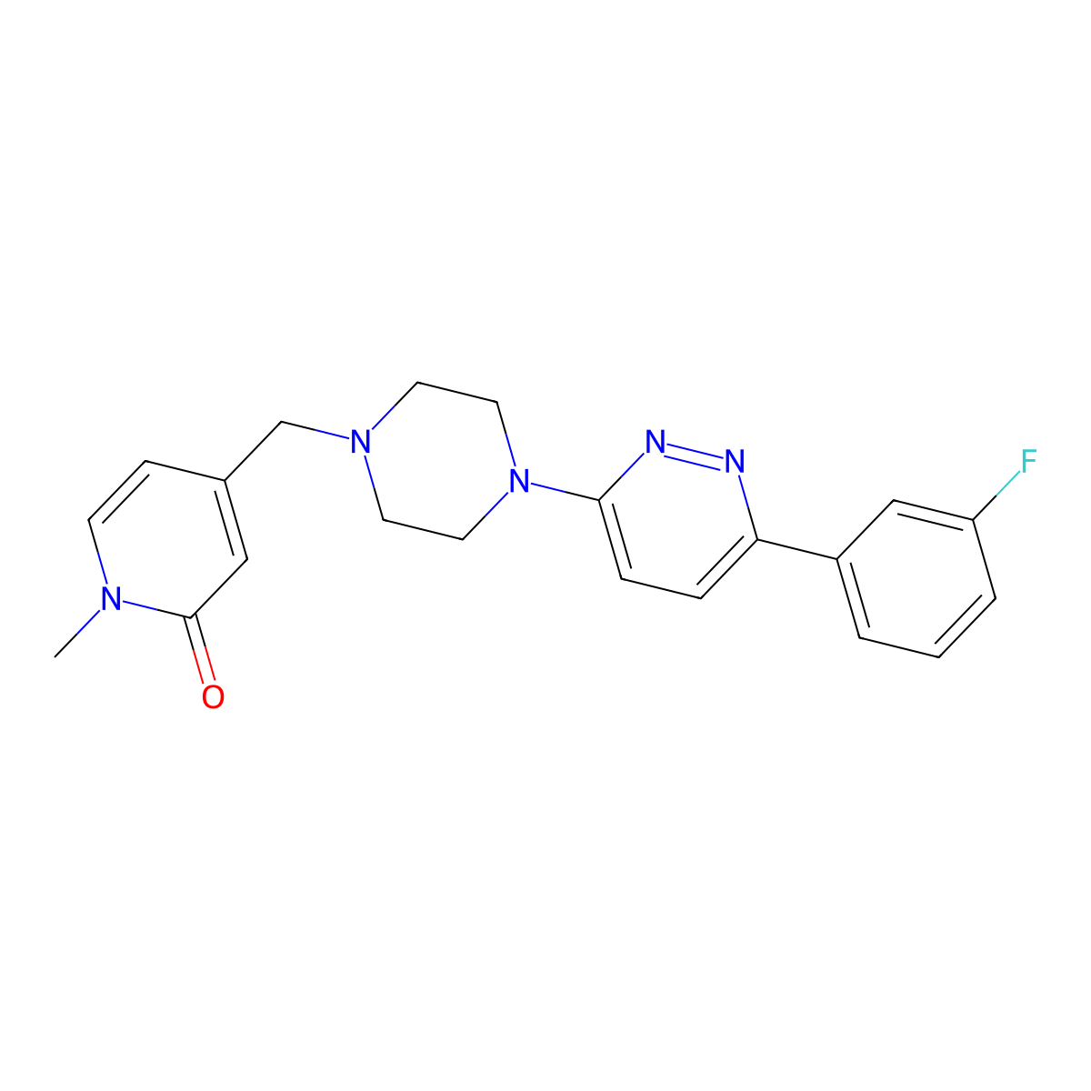4-({4-[6-(3-Fluorophenyl)pyridazin-3-yl]piperazin-1-yl}methyl)-1-methyl-1,2-dihydropyridin-2-one molecular structure, CAS 2380094-55-1
