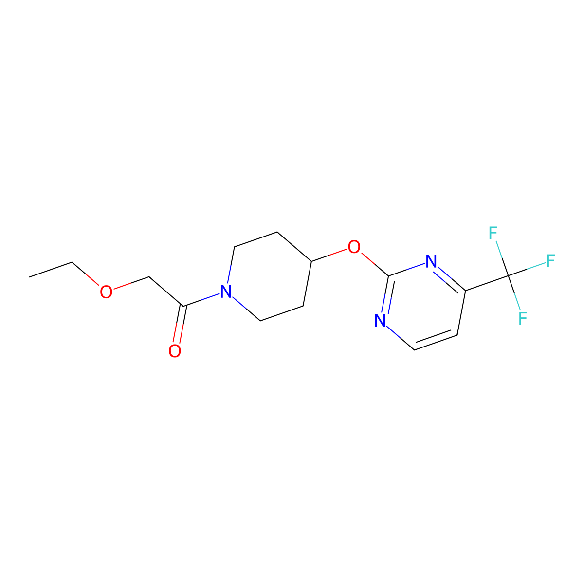 2-Ethoxy-1-(4-{[4-(trifluoromethyl)pyrimidin-2-yl]oxy}piperidin-1-yl)ethan-1-one molecular structure, CAS 2380094-56-2