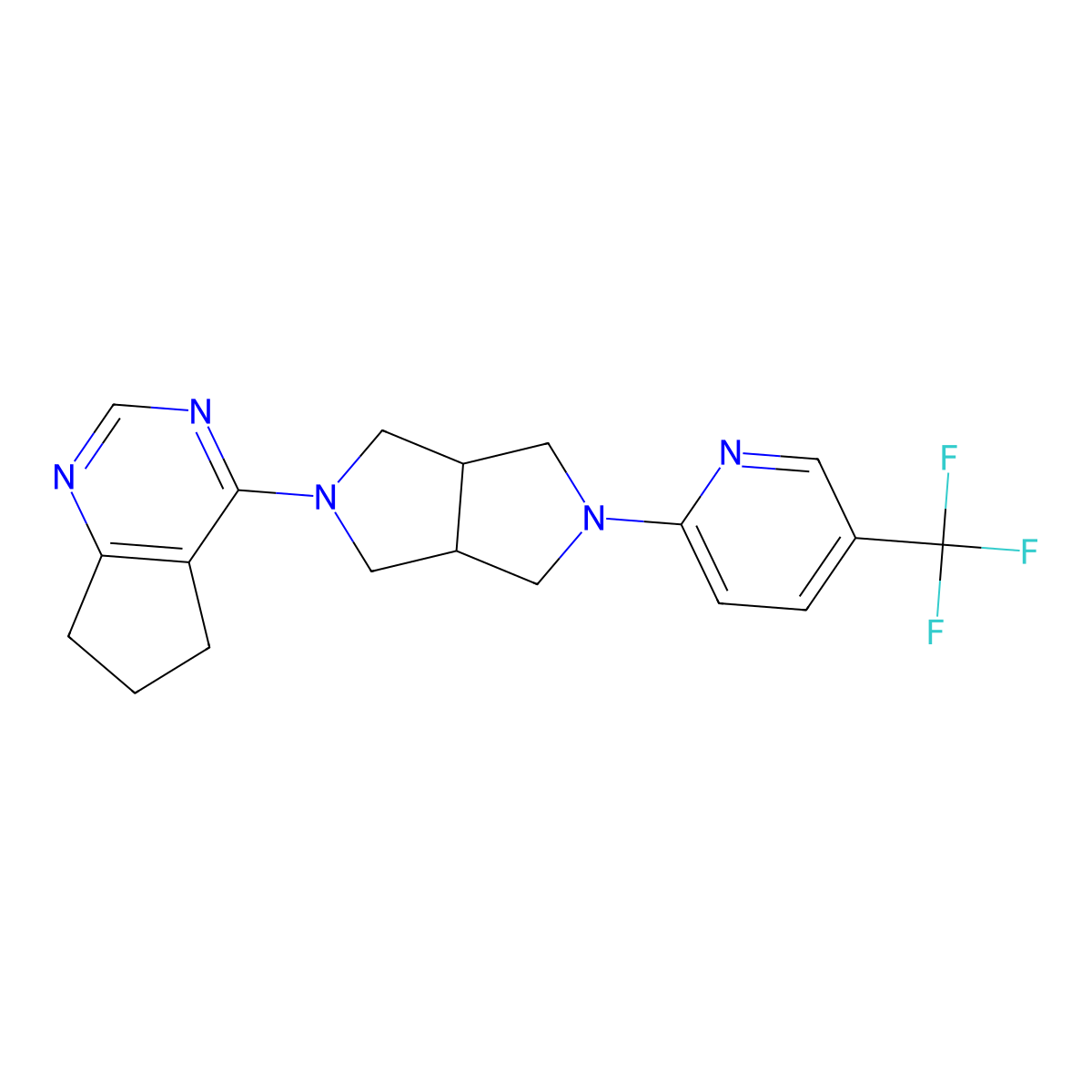 2-(5-{5H,6H,7H-cyclopenta[d]pyrimidin-4-yl}-octahydropyrrolo[3,4-c]pyrrol-2-yl)-5-(trifluoromethyl)pyridine molecular structure, CAS 2380094-57-3