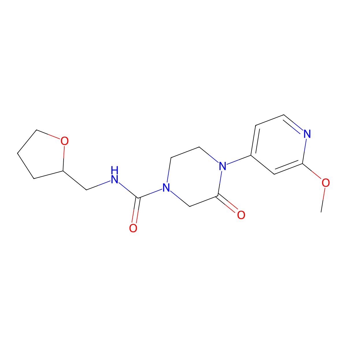 4-(2-methoxypyridin-4-yl)-3-oxo-N-[(oxolan-2-yl)methyl]piperazine-1-carboxamide molecular structure, CAS 2380094-58-4