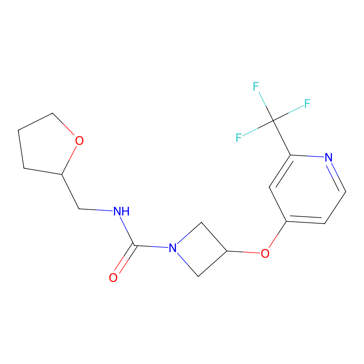 N-[(oxolan-2-yl)methyl]-3-{[2-(trifluoromethyl)pyridin-4-yl]oxy}azetidine-1-carboxamide molecular structure, CAS 2380094-60-8