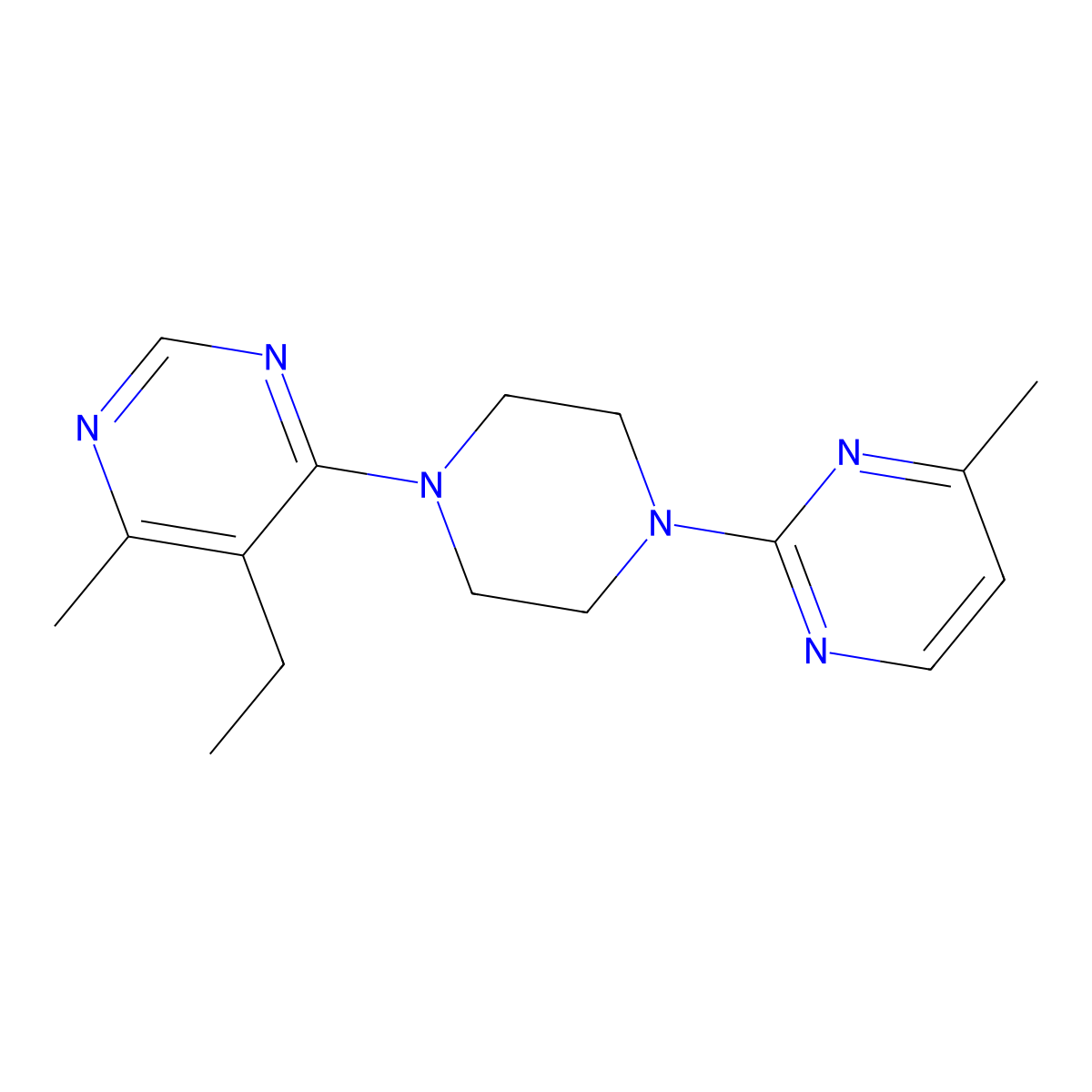 5-Ethyl-4-methyl-6-[4-(4-methylpyrimidin-2-yl)piperazin-1-yl]pyrimidine molecular structure, CAS 2380094-72-2