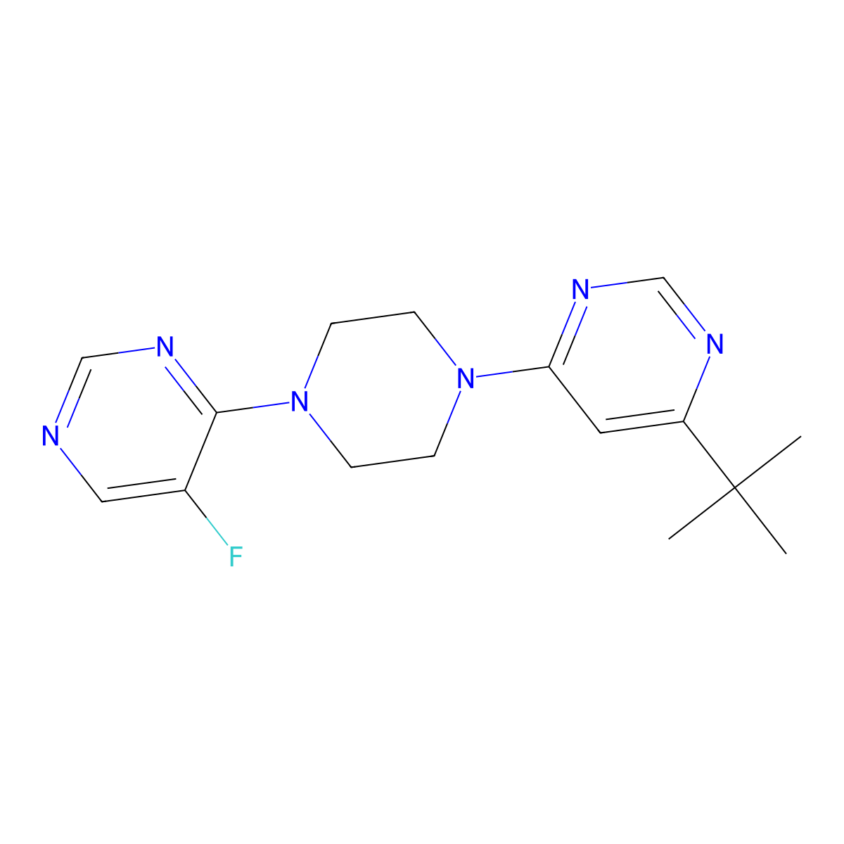 4-Tert-butyl-6-[4-(5-fluoropyrimidin-4-yl)piperazin-1-yl]pyrimidine molecular structure, CAS 2380094-76-6