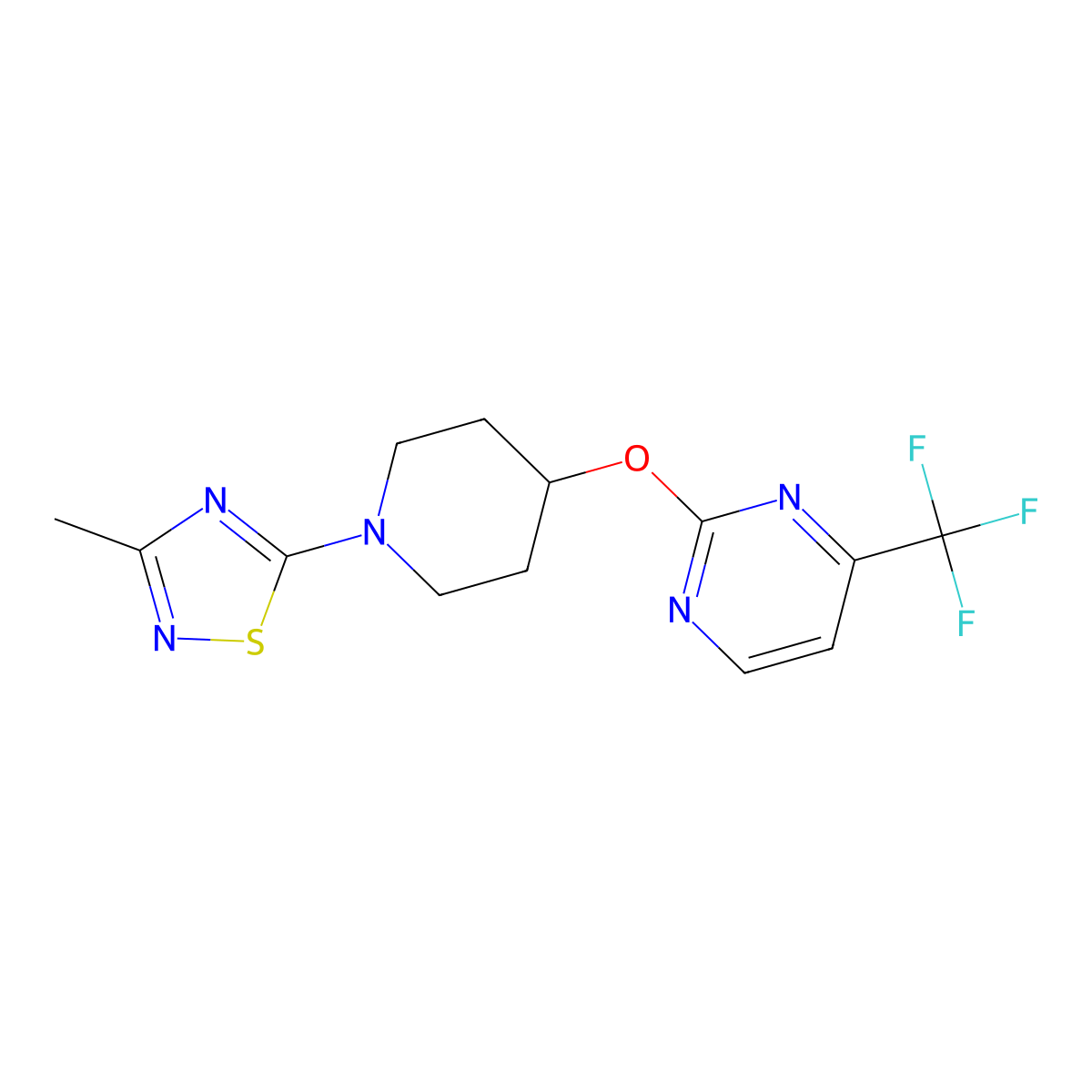 2-{[1-(3-Methyl-1,2,4-thiadiazol-5-yl)piperidin-4-yl]oxy}-4-(trifluoromethyl)pyrimidine molecular structure, CAS 2380094-82-4