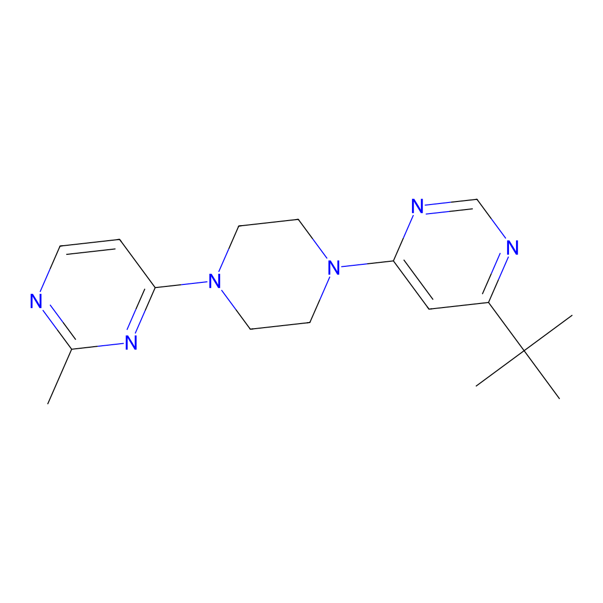 4-Tert-butyl-6-[4-(2-methylpyrimidin-4-yl)piperazin-1-yl]pyrimidine molecular structure, CAS 2380094-86-8
