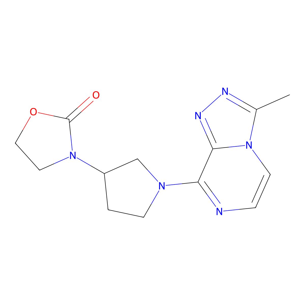3-(1-{3-Methyl-[1,2,4]triazolo[4,3-a]pyrazin-8-yl}pyrrolidin-3-yl)-1,3-oxazolidin-2-one molecular structure, CAS 2380094-87-9