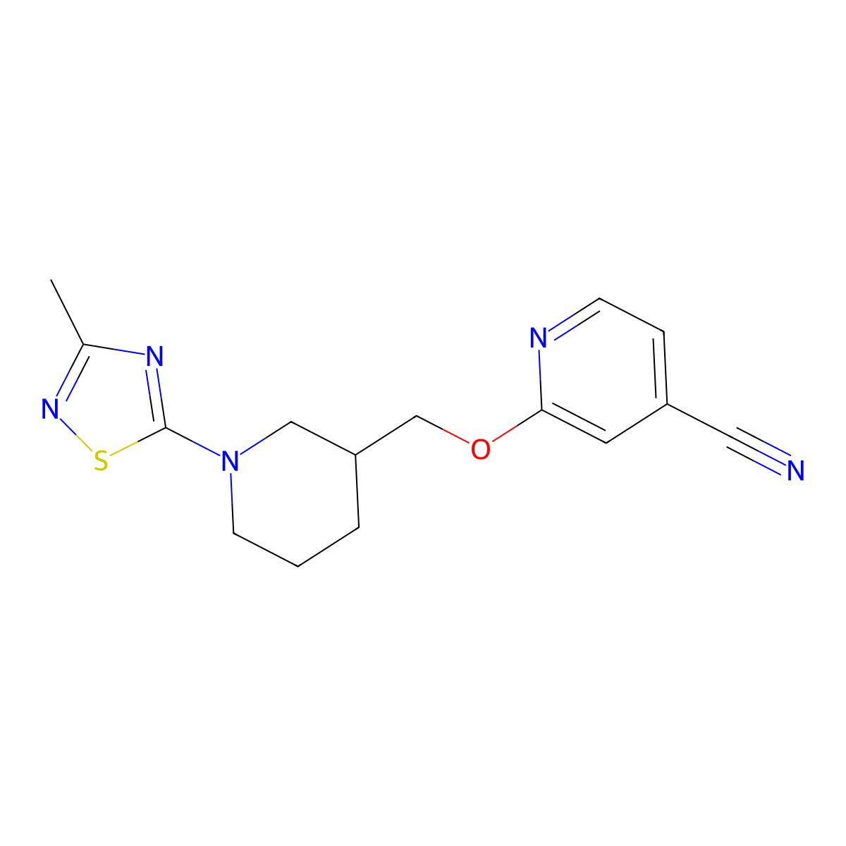 2-{[1-(3-Methyl-1,2,4-thiadiazol-5-yl)piperidin-3-yl]methoxy}pyridine-4-carbonitrile molecular structure, CAS 2380094-95-9