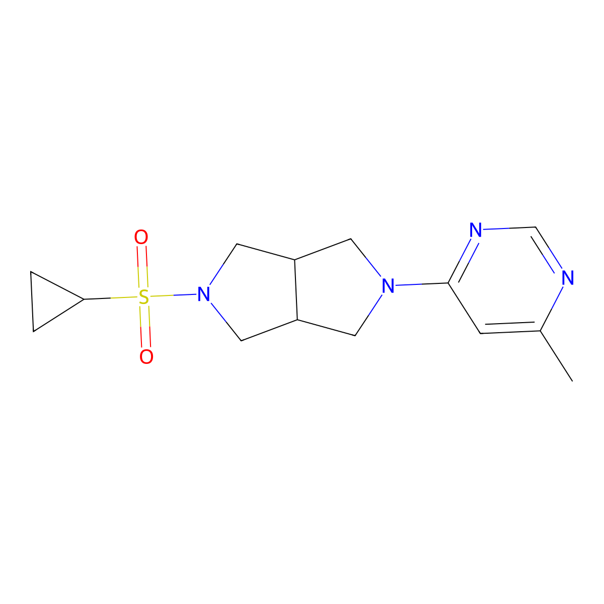 4-[5-(Cyclopropanesulfonyl)-octahydropyrrolo[3,4-c]pyrrol-2-yl]-6-methylpyrimidine molecular structure, CAS 2380094-98-2