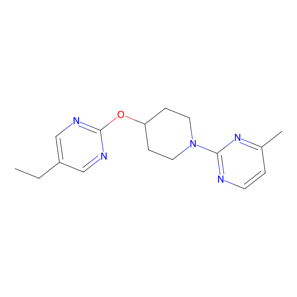 2-{4-[(5-Ethylpyrimidin-2-yl)oxy]piperidin-1-yl}-4-methylpyrimidine molecular structure, CAS 2380094-99-3
